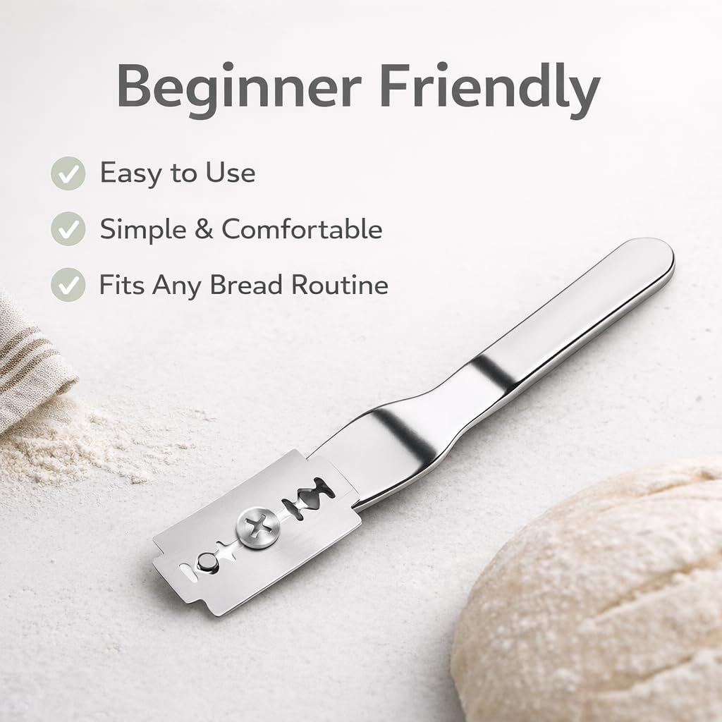 TFORESTER Bread Lame for Sourdough Baking – Stainless Steel Bread Scoring Tool with 5 Razor Blades & Lightweight TPU Cover – Dough Scorer Knife for Artisan Bread, Baker Gift-4Pack