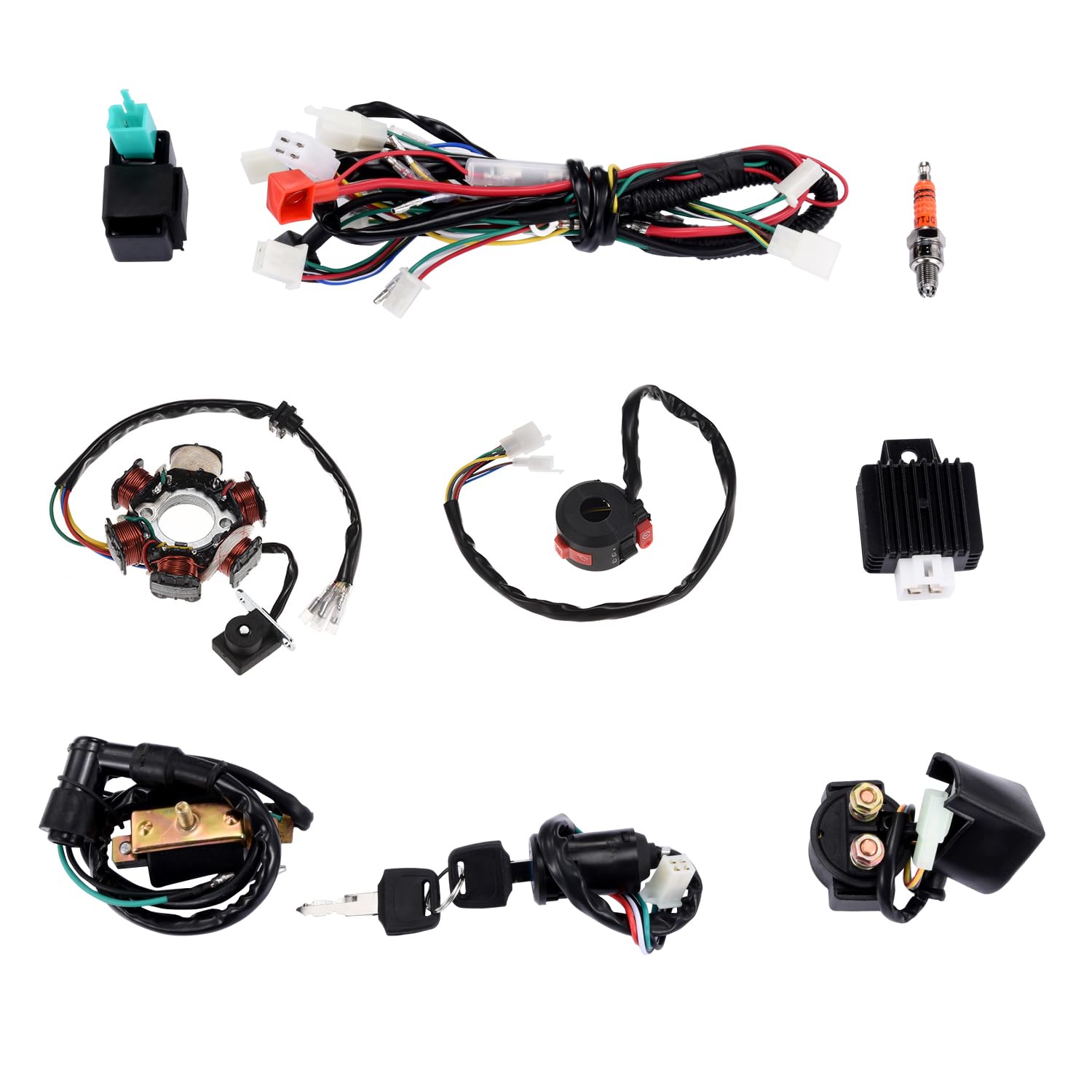Impianto elettrico completo Bobina statore Cablaggio CDI Cablaggio candela Quad Set cablaggio Quad Bike Buggy Go Kart ATV QUAD 50/70/90/110CC