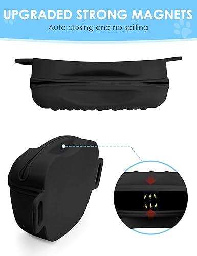 Miniatura 4 de Gobeigo Bolsa de golosinas para perros con clicker de entrenamiento 2.0, cierre magnético más fuerte para evitar derrames, bolsa de silicona de 1.67