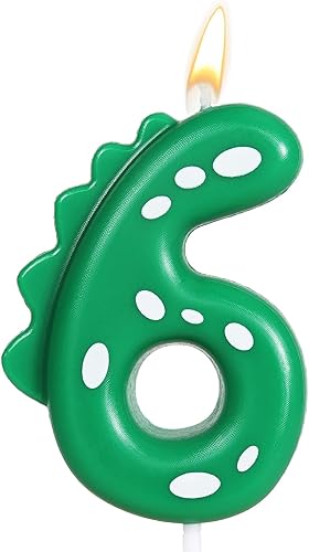 Miniatura 10 de Vela verde de dinosaurio número 4 para decoración de fiesta de cumpleaños de niños, suministros de fiesta de dinosaurios de 4 cumpleaños, decoración