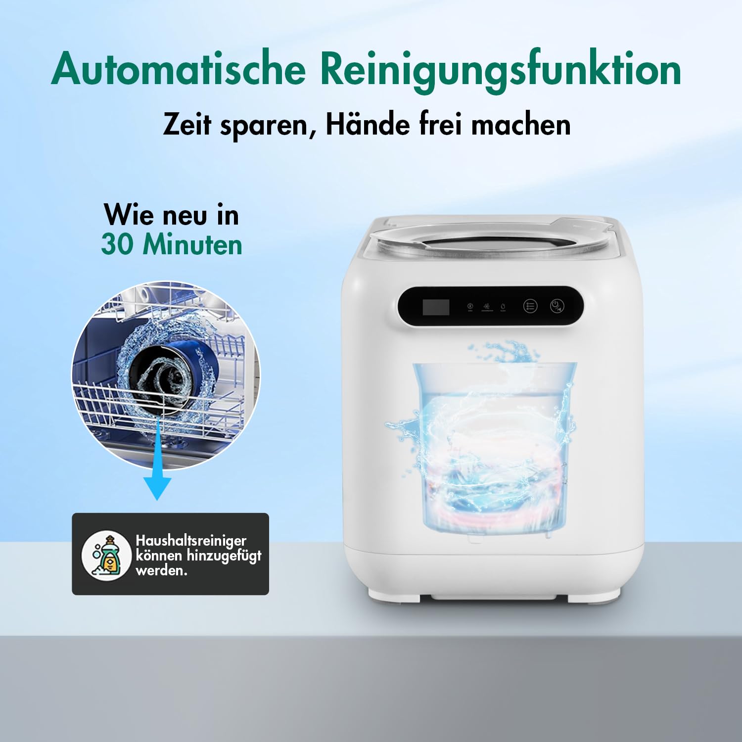 Elektrischer Komposter für Küche, 3L Arbeitsplatte Kompost Bin mit Big Carbon Filter und visuelle Fenster, verwandelt Lebensmittelabfall in Dünger, Geruchlos| Auto-Reinigung| Timing-Funktion