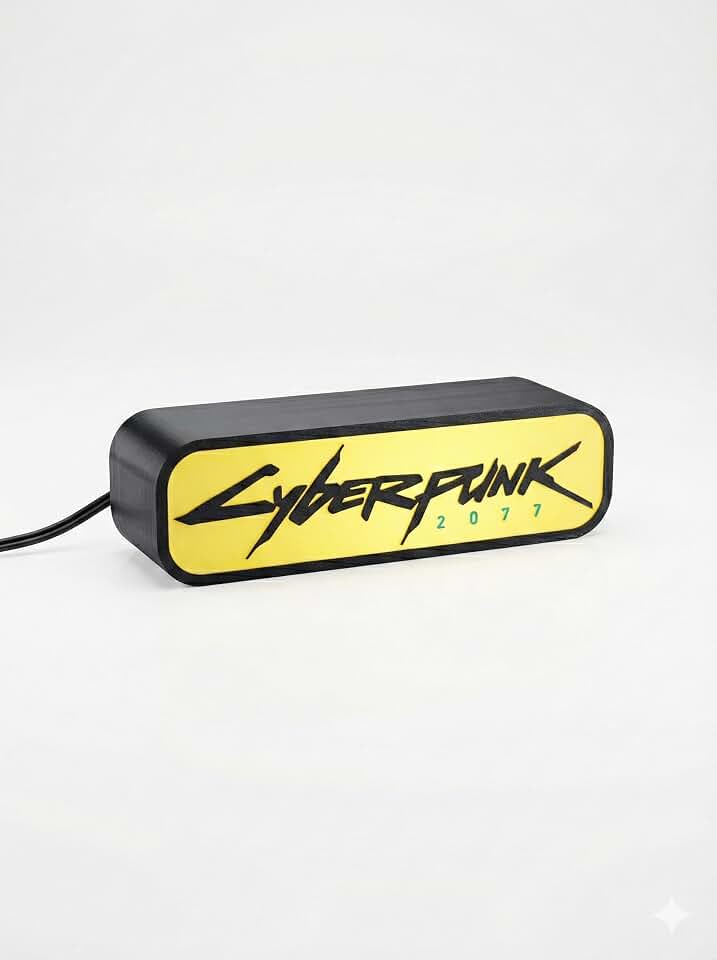 Luminária LED Cyberpunk 2077 - PLA Geek e nerd para setup gamer, desktop