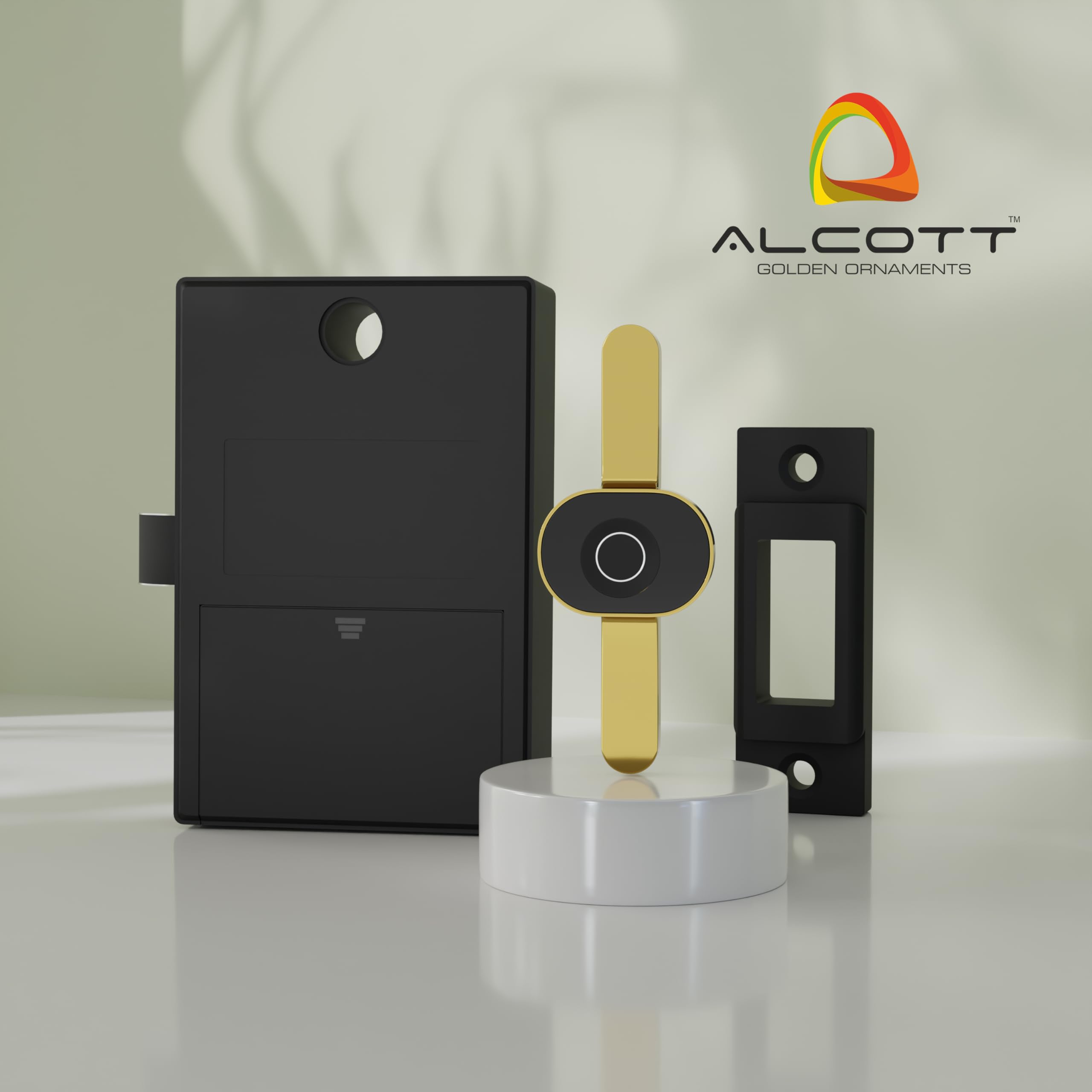 ALCOTT® ZINC Fingerprint Drawer Lock, Smart Biometric Cabinet Lock, Drawer Wardrobe, Furniture Privacy Lock 1st Made in India Digital Furniture Lock 3 Yrs Warranty (Rose PVD, Long Round)