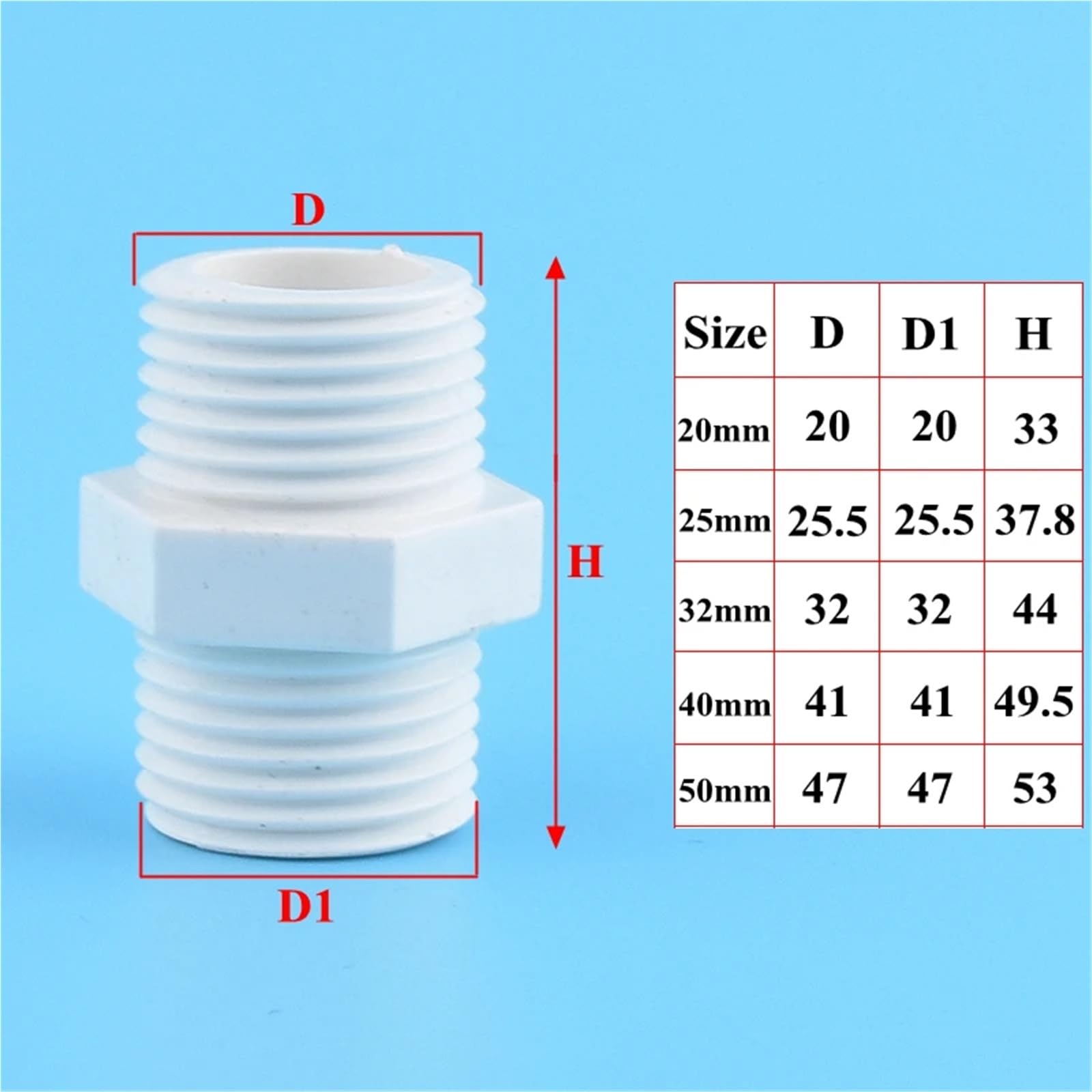 2 piezas de 20 a 50 mm PVC for tubería, codo en T, conector cruzado, junta agua for riego jardín, válvula bola control for acuario(Thread Connector,32mm)