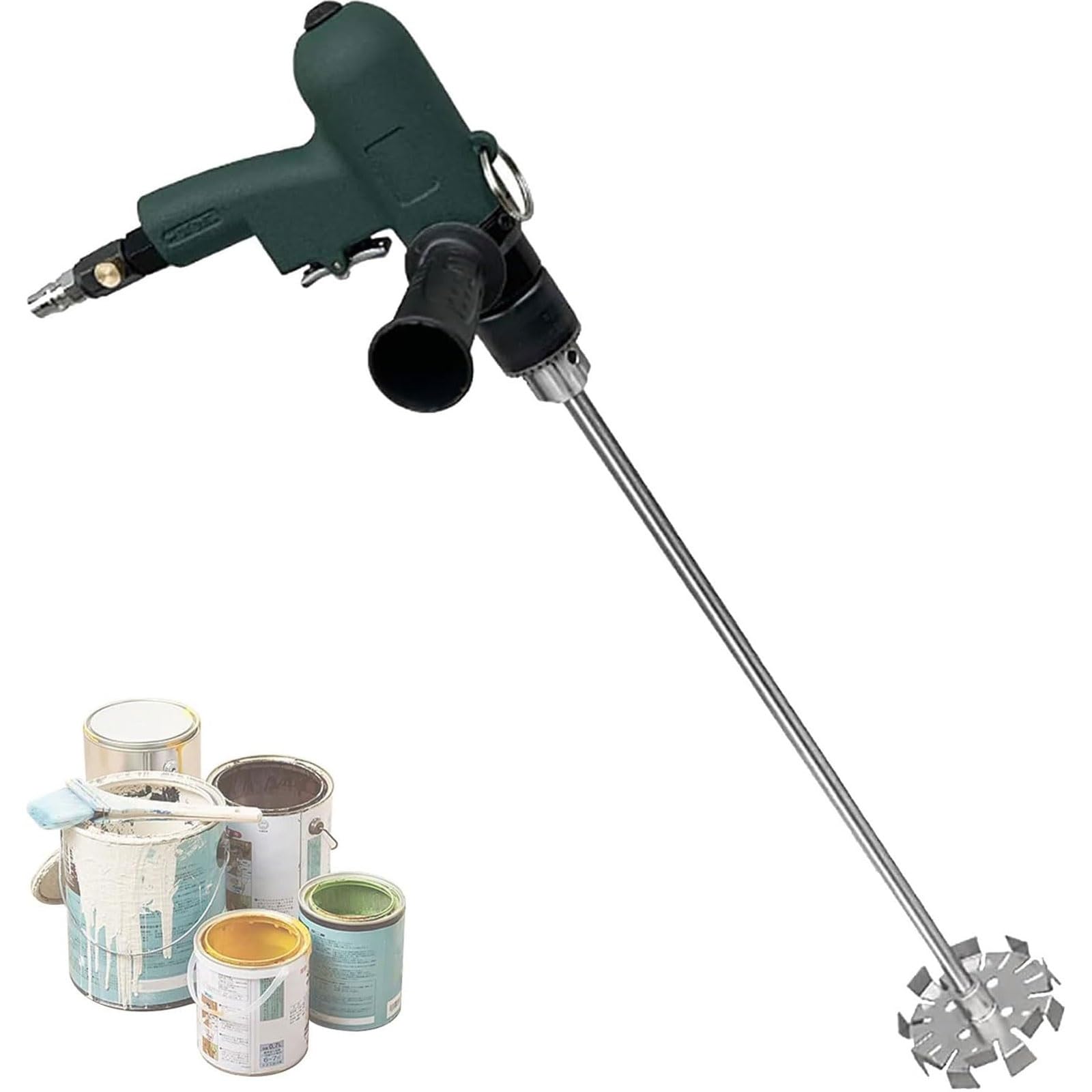 Pneumatyczny mieszadło do farb 1800 W, ręczny blender z prętem 60 cm, funkcja cofania do przodu do malowania i tynku - wydajne rozwiązanie do powlekania i mieszania