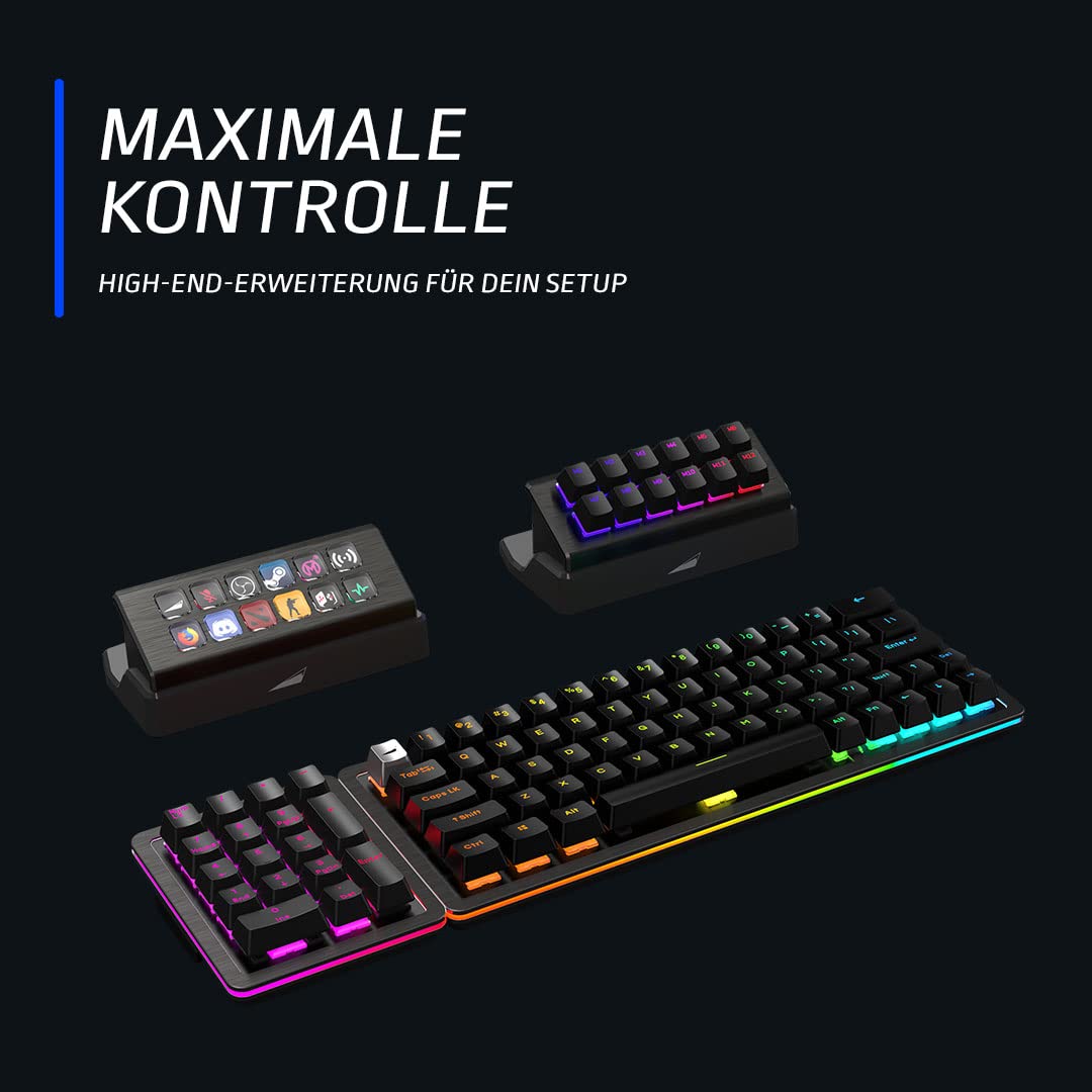MOUNTAIN Macropad, 12 frei konfigurierbare Tasten, Mehrere Profile, Per-Key RGB-Beleuchtung,