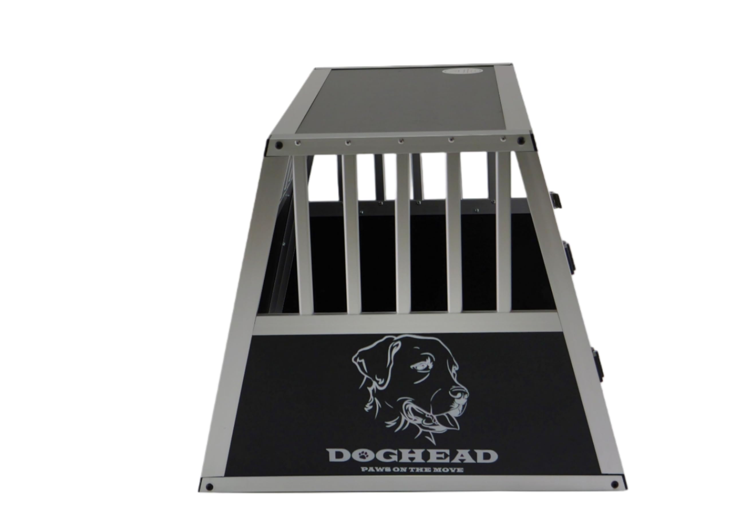 DOGHEAD - Trasportino per cani, in alluminio, 70 x 60 x 50 cm, colore: Nero/Argento