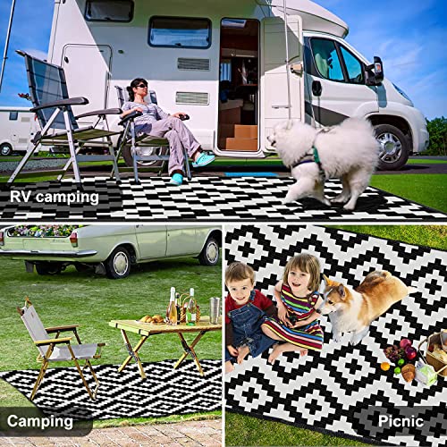 WAKSOX Outdoor Rug for Patios 180 x 270cm Waterproof Reversible & Easy Cleaning Plastic Straw Floor Mat Picnic Blanket Recycled UV Resistant Area Rugs for RV Camping Picnic BBQ Beach Balcony - Image 6