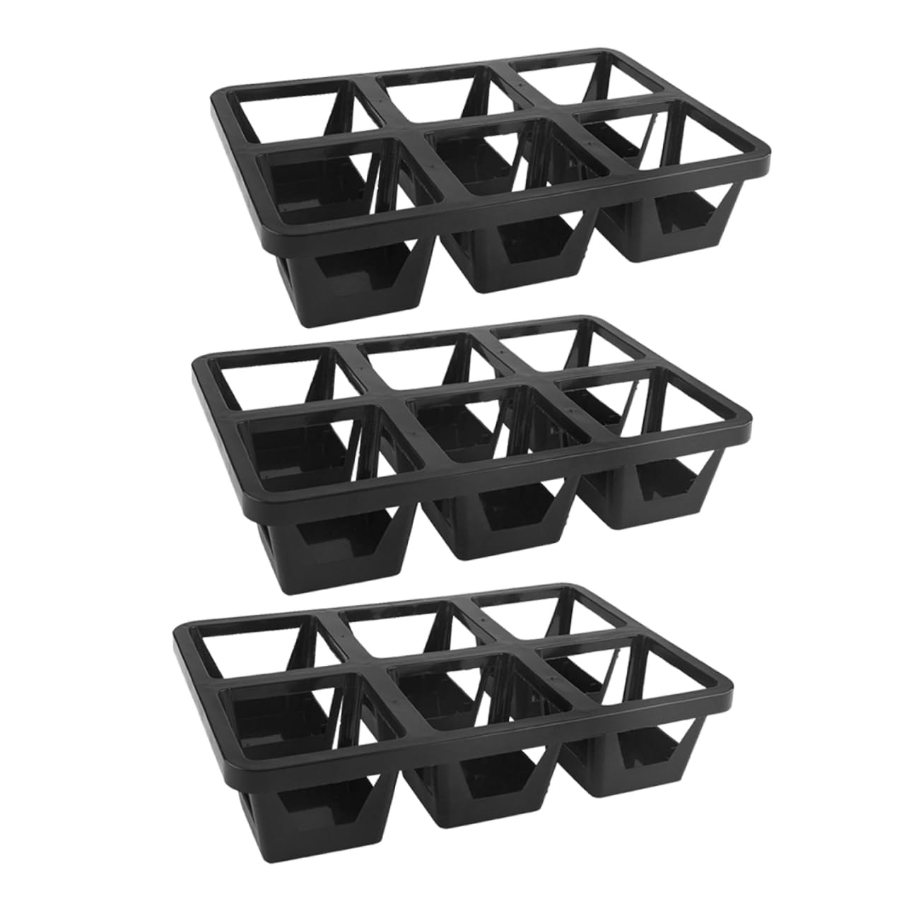 VICASKY 3Pcs Breathable Planter Support Tray for Succulents Square Plastic Flowerpot Holder Water Carrier for Plants for Office Desk and Home Decor Black
