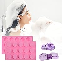 Vista 5 de Sakolla Paquete de 2 moldes cilíndricos de silicona para jabón, 15 moldes redondos de silicona para jabón hecho a mano, barras de loción, bombas