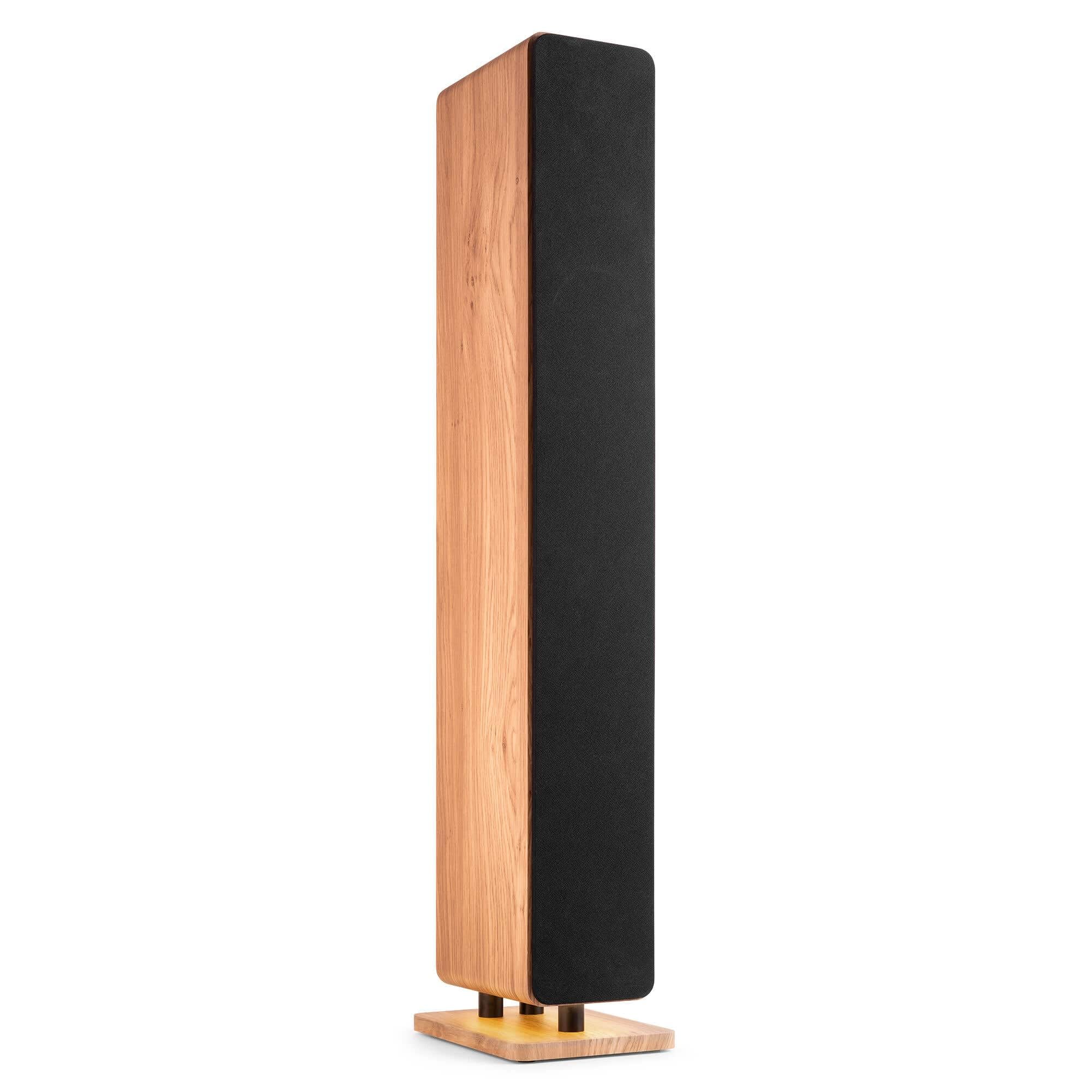 Audizio ARCO Tour De Son Hi-FI BT Chêne Clair 160W - Enceinte Colonne Active Amplifiée avec LED, Mode Stéréo, TV, Streaming et Salon