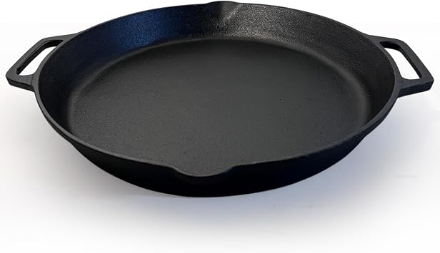 Thorness cast iron 35.5 cm diameter paella pan | large frying pan | prospector style pan | 35cm diameter | Non-Stick induction pan | Paella pan for grill | indoor or outdoor use