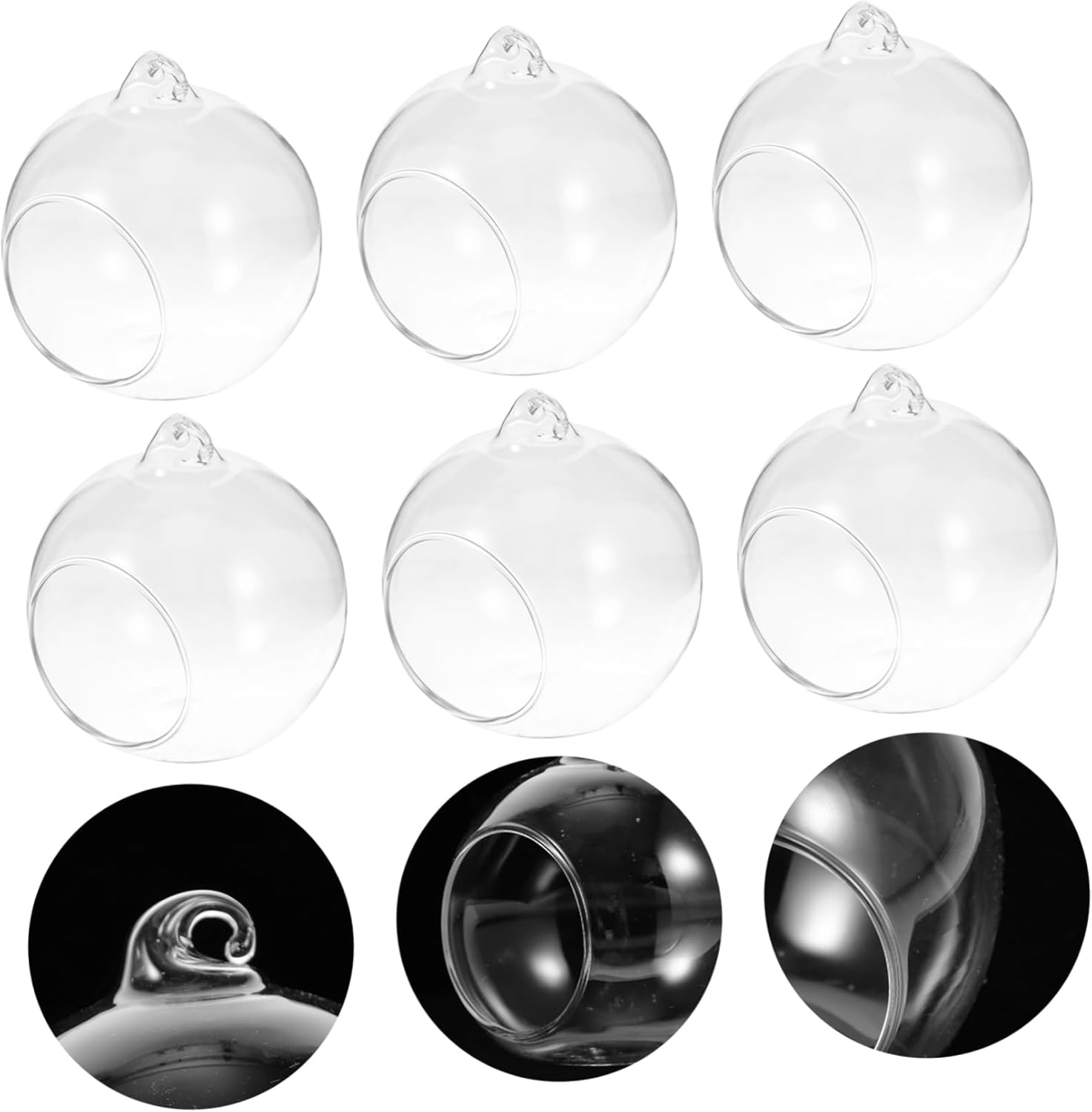 balacoo 12pcs Transparent Hanging Glass Globes Hydroponic Terrarium Vases for Air Plants -Friendly Decorative Planters for Home and Office Decor