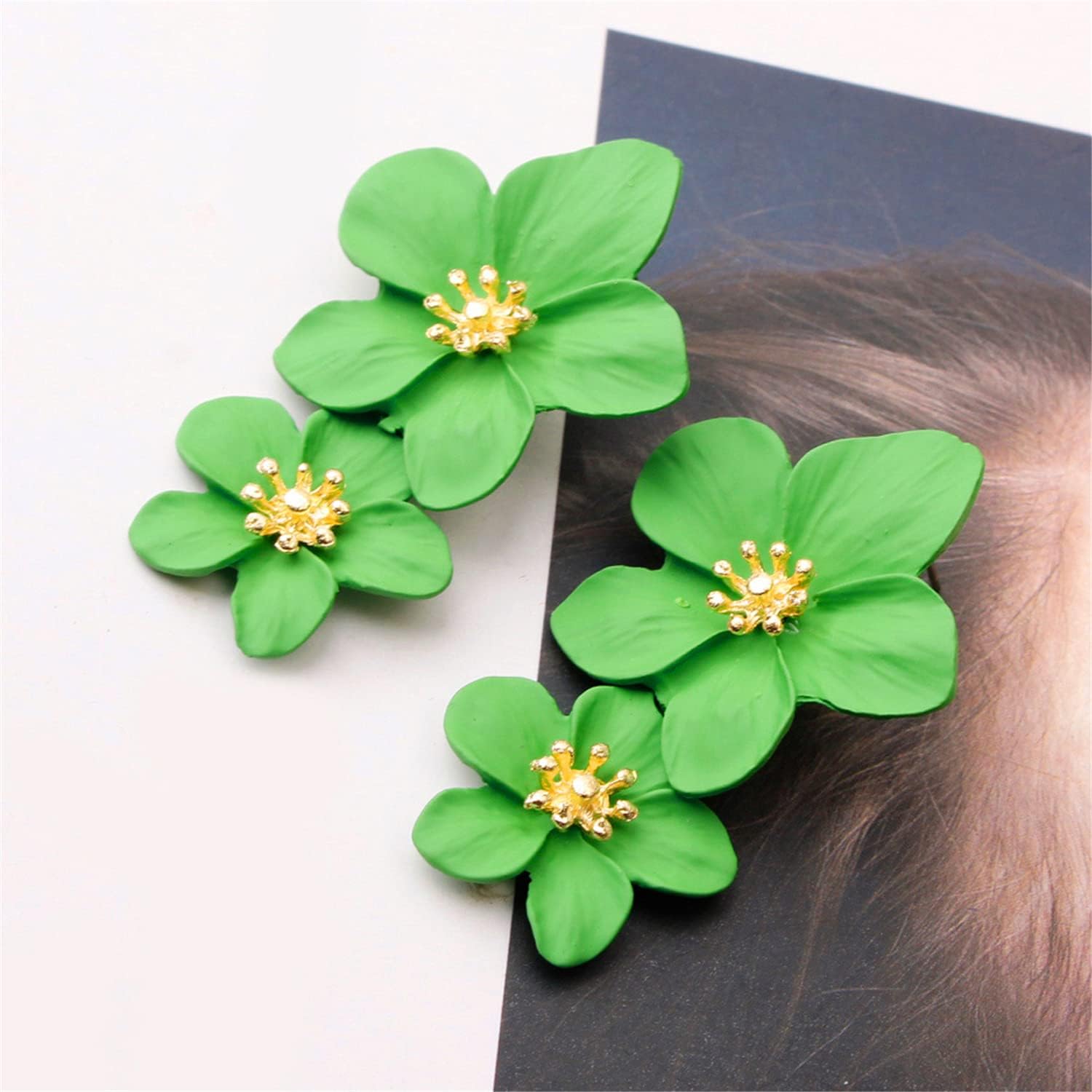 GPASTG Elegant Bohemian Large Metal Double Flower Matt Earring Chic Statement Dangle Drop Wedding Earrings For Women Cute Statement Jewelry Gifts - Image 7