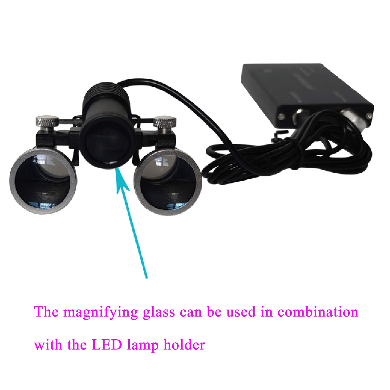 Lente d'ingrandimento, lente d'ingrandimento dentale, lente binoculare medica chirurgica dentale 2,5x/3,5x420 mm, lente frontale a LED binoculare a clip, con z(Black-3,5X)