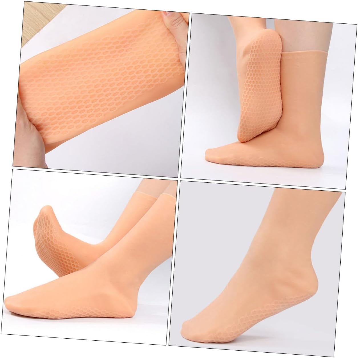 Overnight Moisturizing Socks for Dry Cracked Feet 1 Pair Honeycomb Cushion Gel Foot Socks Size L (40-44) and Pressure Relief