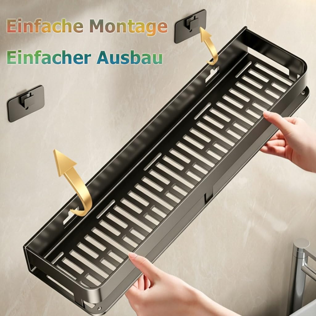 Estante de Ducha sin perforar para Pared del baño, toallero con Gancho, Estante de Ducha de Metal para Gel de Ducha, cosméticos, Accesorios de baño,C,50cm