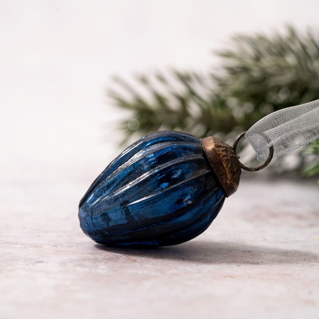 Arthur Cameron – Bauble Set of 6 – Small 1" Crackle Glass Pinecone Ornaments – Hand-Blown Christmas Tree Decorations (Old Navy)