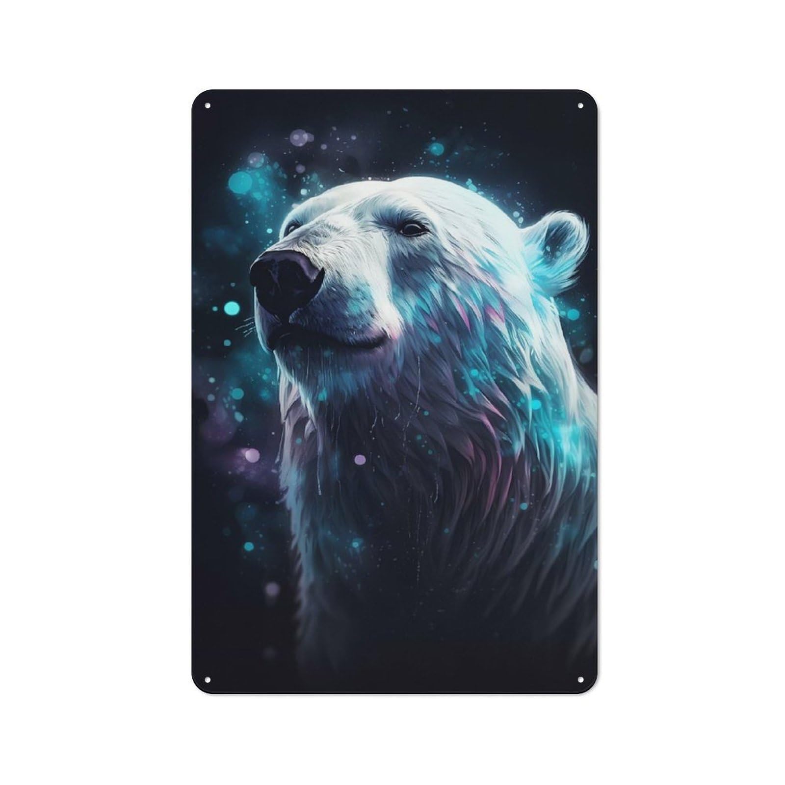 Junmoney Polar Bear Ice Bear Art Simple Retro Metal Wall Plaque 30X20cm, Studio Wall Plaque For Hobby Room, Office, Lounge Or Living Room