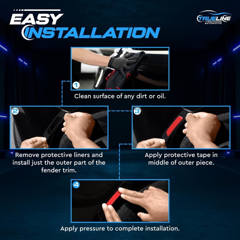 TRUE LINE Automotive 2PCS Car Reflector Trim - Reflective Carbon Fiber Trim for Wheel Well Fender - Exterior Car Accessories, Carbon Fiber, Red