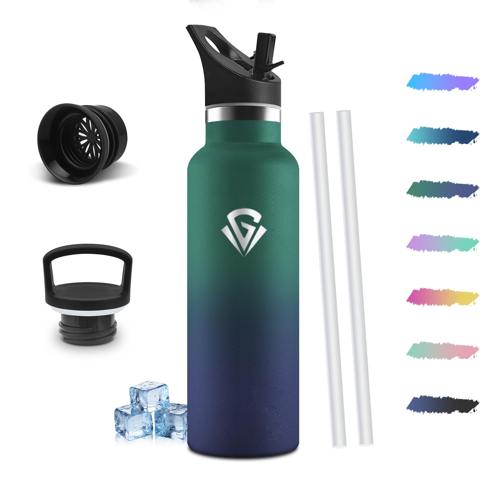Mulbijeo Insulated Water Bottle with Straw, 750 ml 18/8 Stainless Steel, Thermos, BPA-Free and Leakproof, Gym Bottles, Water Bottles, for School, Sports, Travel, Water Bottle