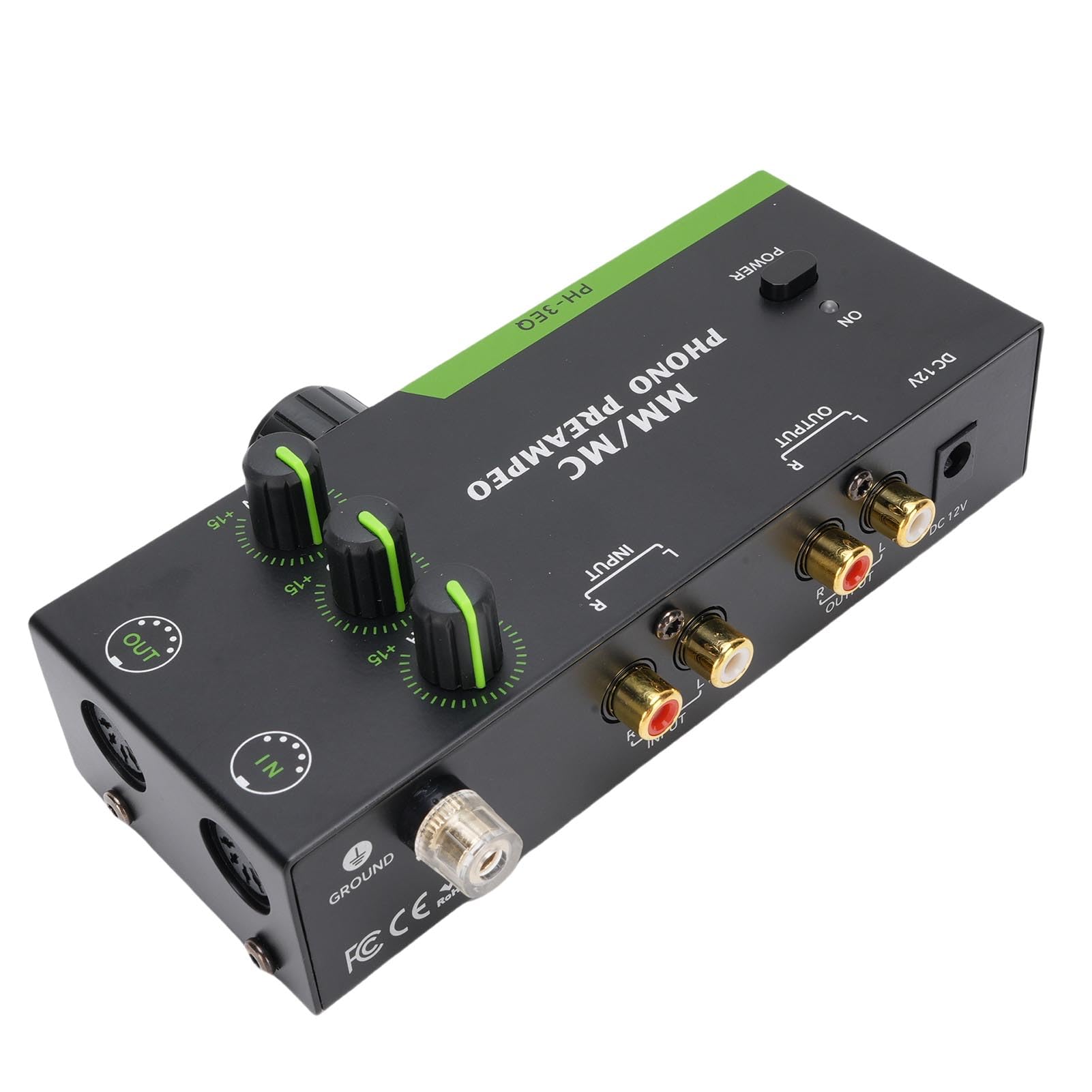 Keenso Preamplificatore Fono, Struttura in Metallo, Regolabile a 3 Bande, Uscita Ingresso XLR, Compatibile con Giradischi per Audiofili (Spina UE da 100 a 240 V)