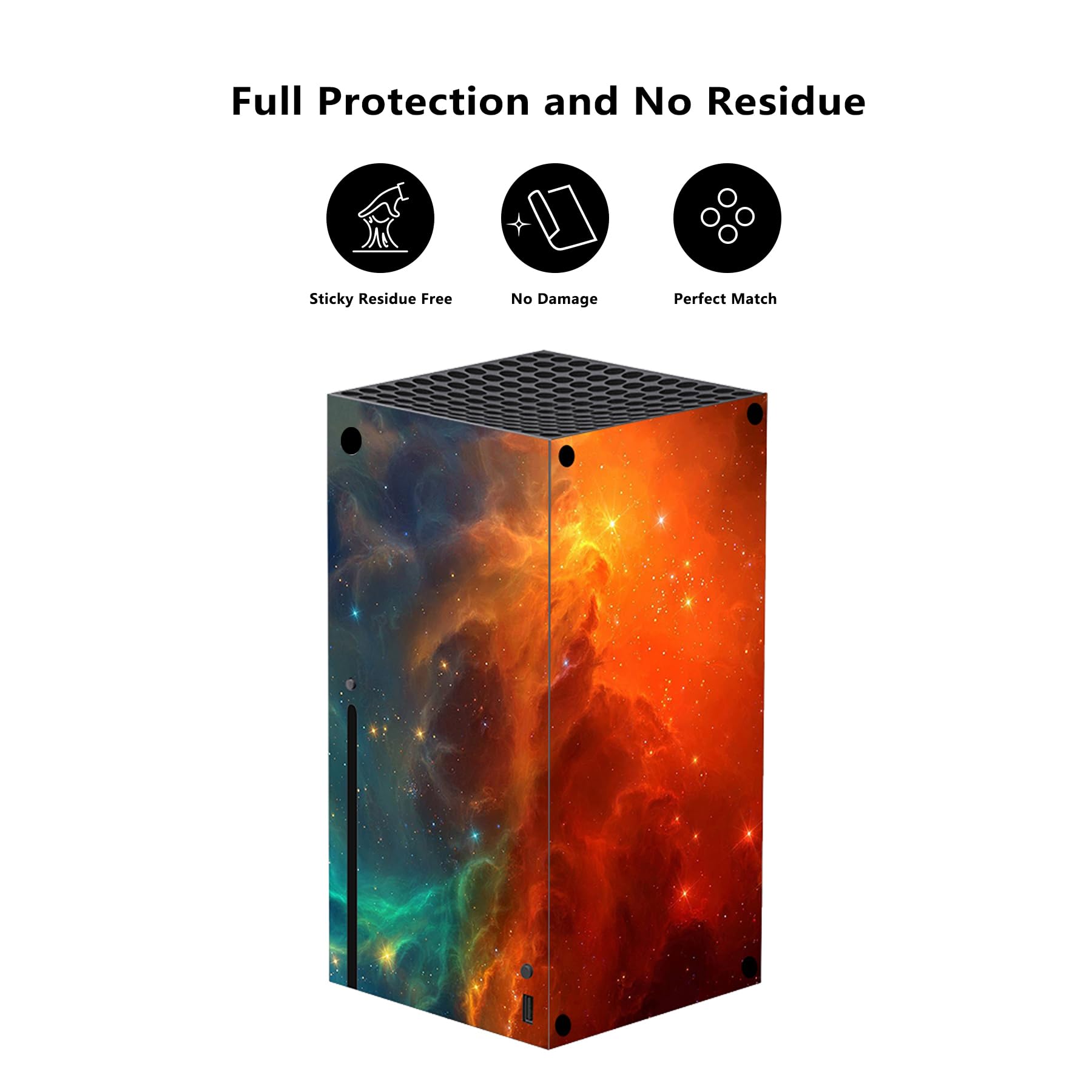 PlayVital Adesivo Skin per Xbox Series X Console&Controller Sticker Decal Cover Vinile per Xbox Series X-Galassia Arancione