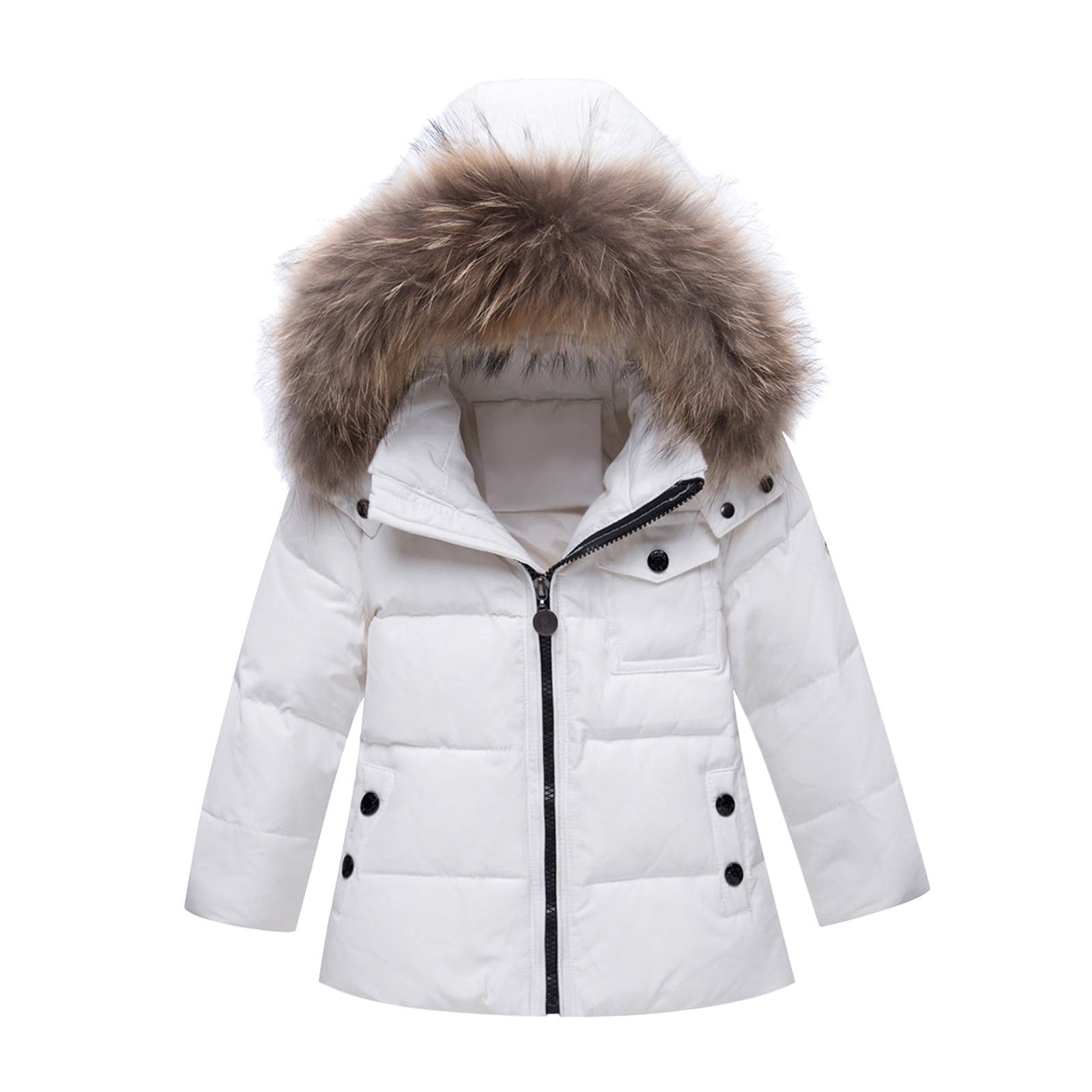 amropi Traje de Nieve Niña Niño Chaqueta con Capucha + Pantalones 2 Piezas Invierno Conjunto de Esquí Blanco,4-5 Años