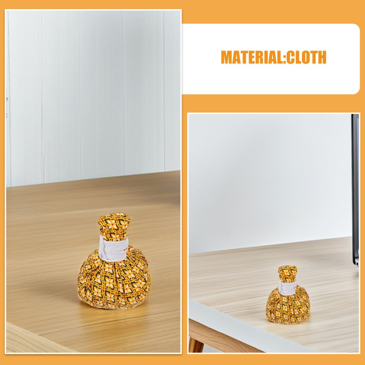 Vaguelly 4 Balones de Masaje de Spa Amarillas de Tela, Textura Agradable para Uso Corporal Completo, Herramienta Manual Adecuada para Relajación en Casa o Viaje