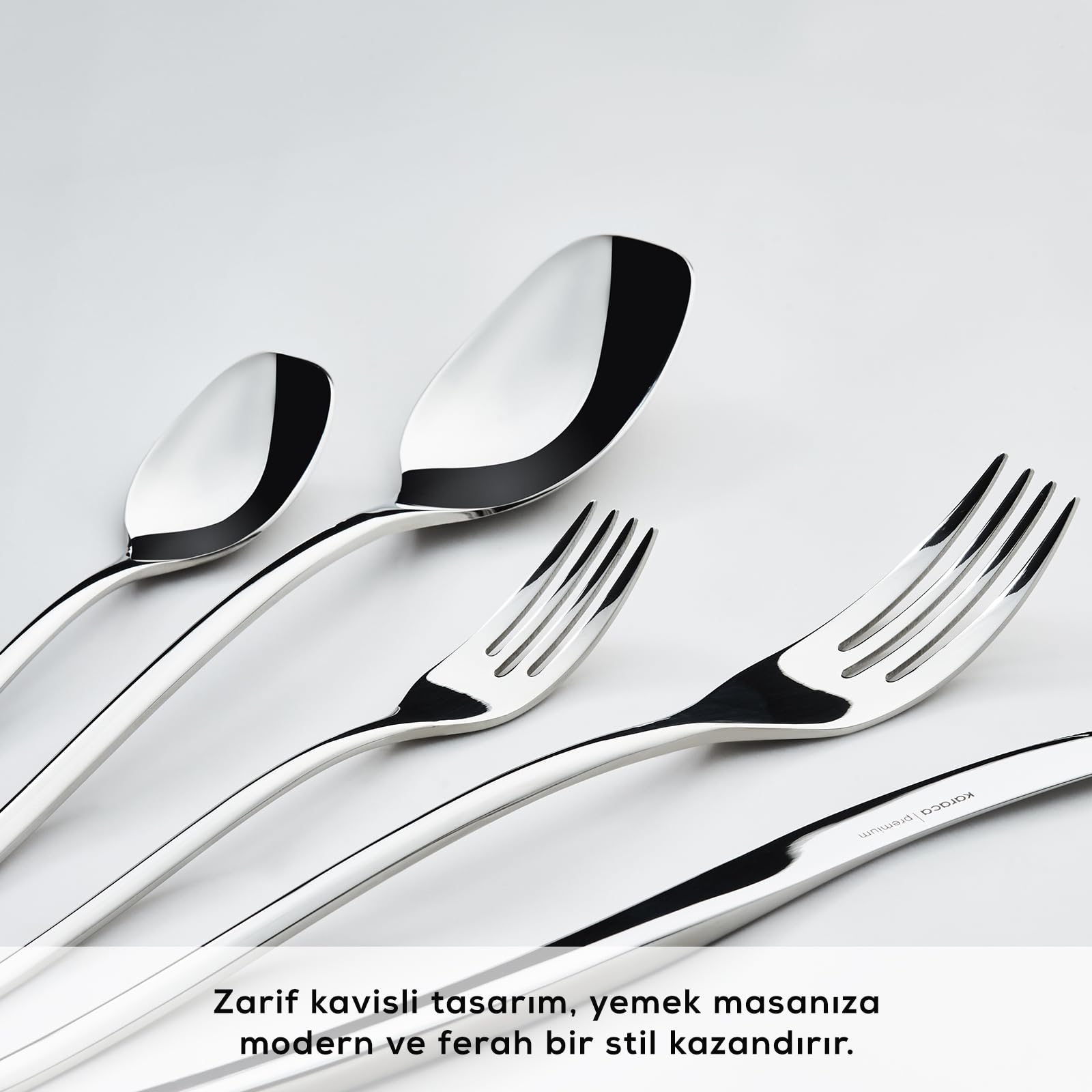 Karaca 316 Elegance Dora Platin 12 Kişilik 84 Parça Çatal Kaşık Bıçak Takımı