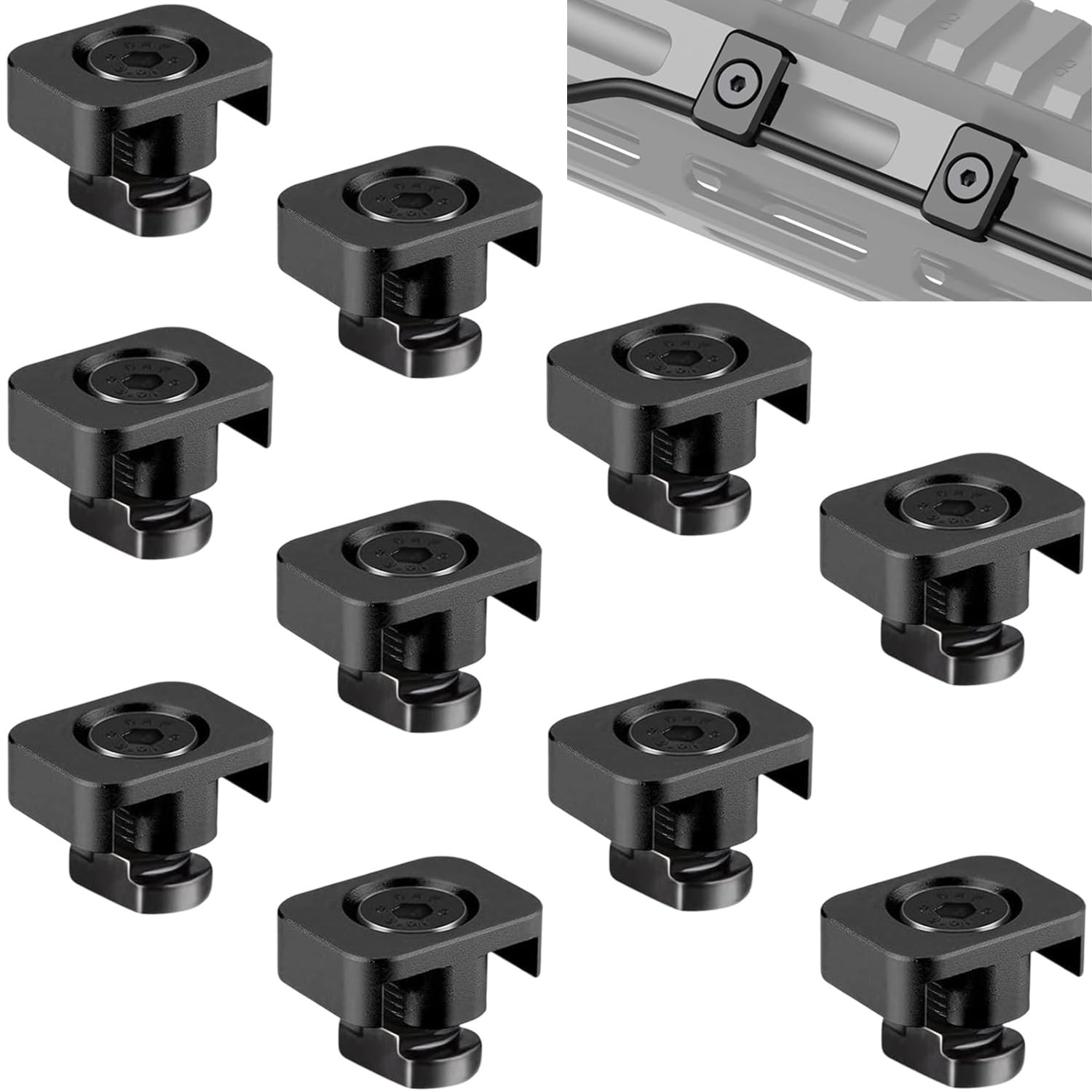 YONCONO 10 Pack Picatinny Pressure Switch Cable Guides Compatible With M-LOK System, Flashlight Laser Wire Management Clips