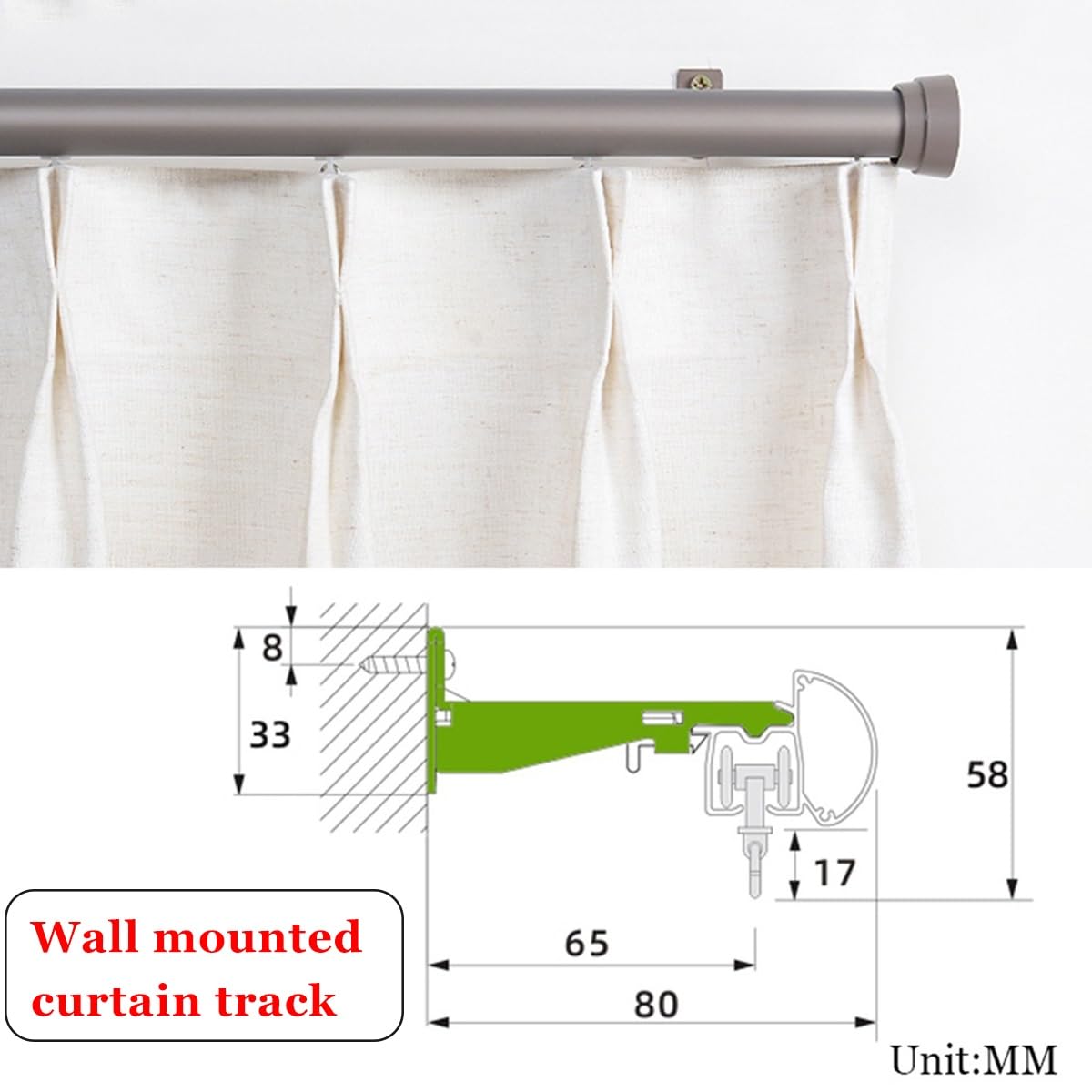 Bastone per tenda regolabile in alluminio nero resistente, montaggio a parete, lunghezza personalizzabile (4,40 m) – ideale per tende, tende e trattamenti per finestre
