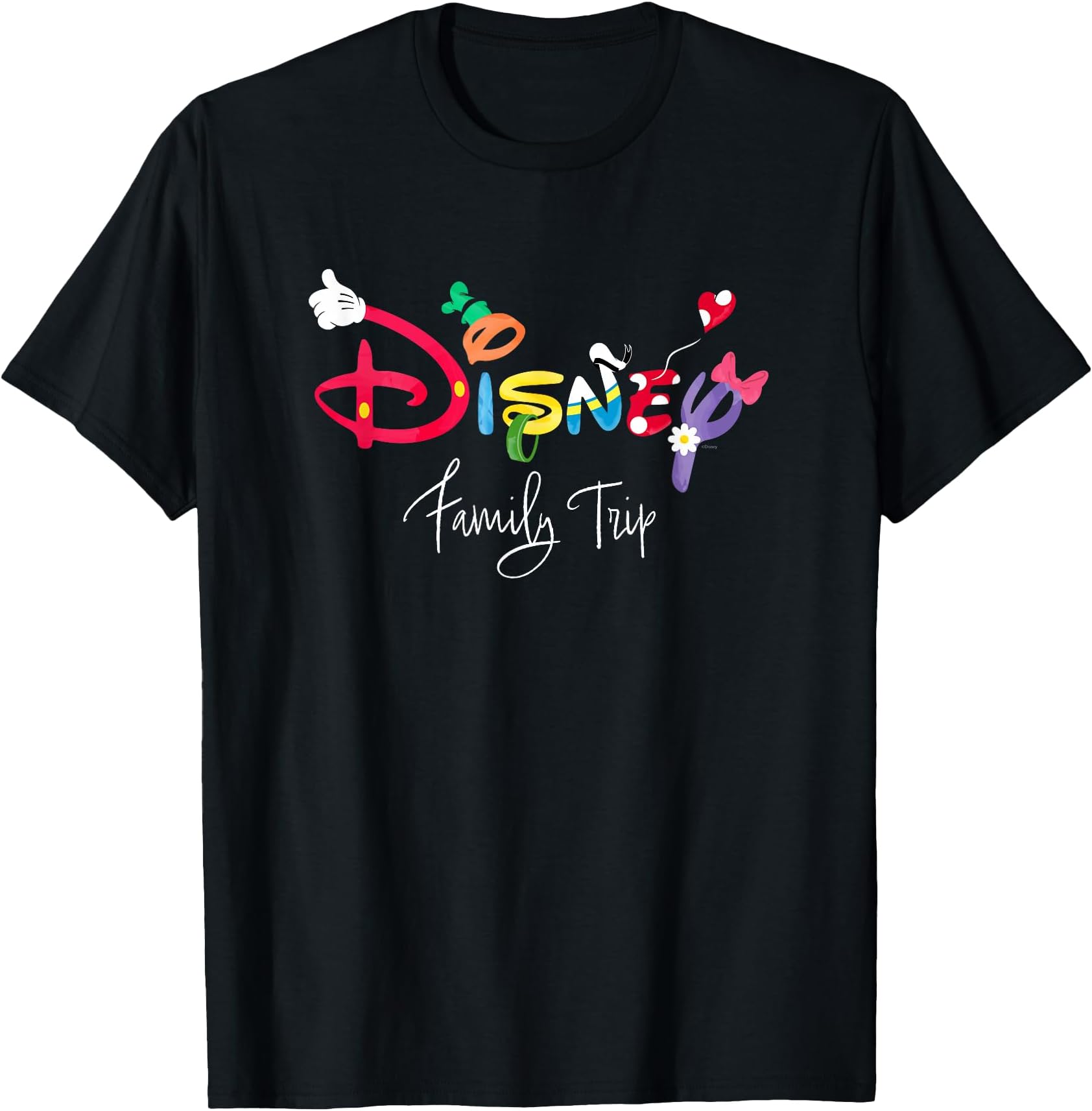 Mickey & Friends Character Letters Disney Family Trip T-Shirt