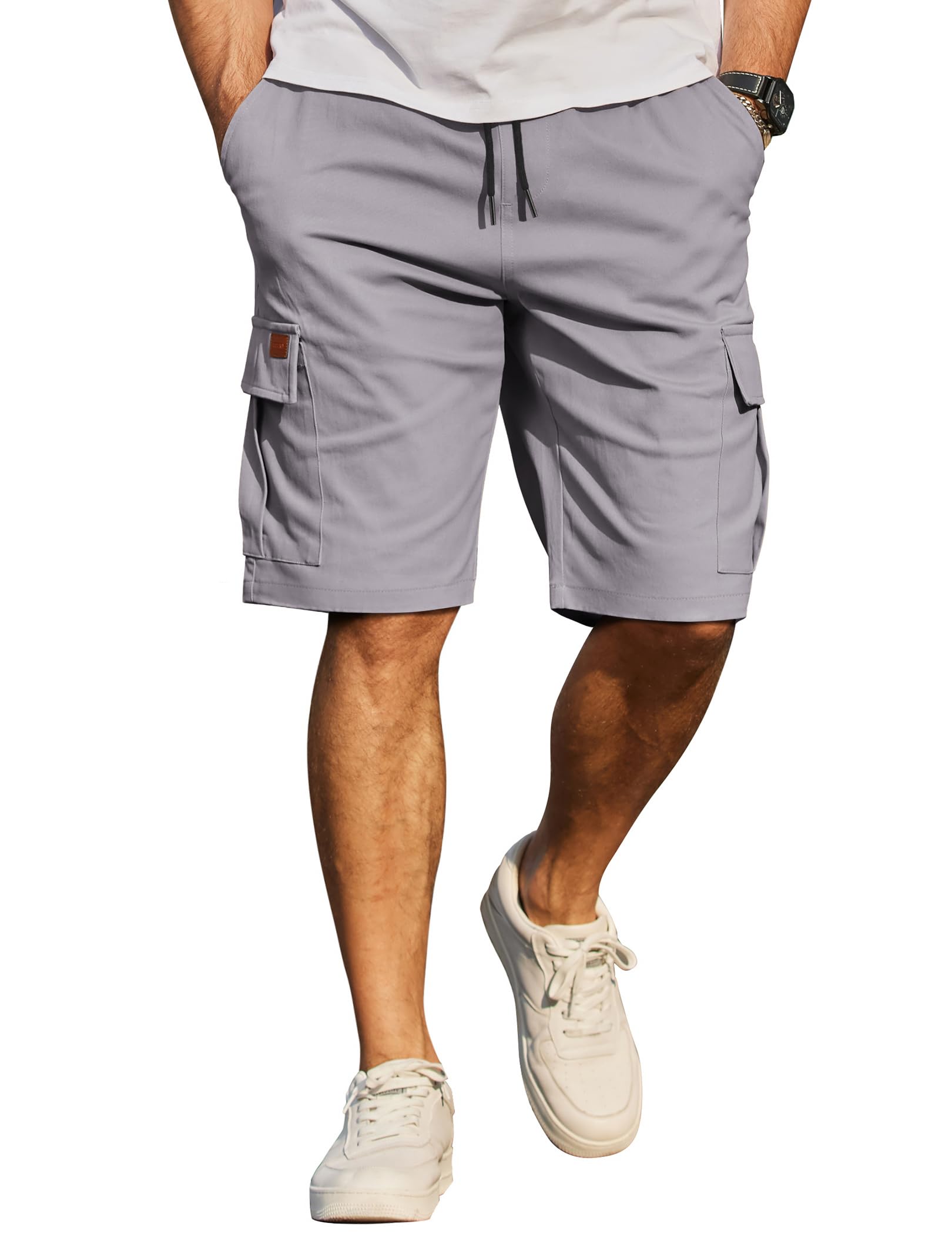 COOFANDY Kurze Hosen Herren Baumwolle Cargo Shorts Freizeithose Herren Kurz Elastische Taille Sommer Chino mit 6 Taschen S-3XL