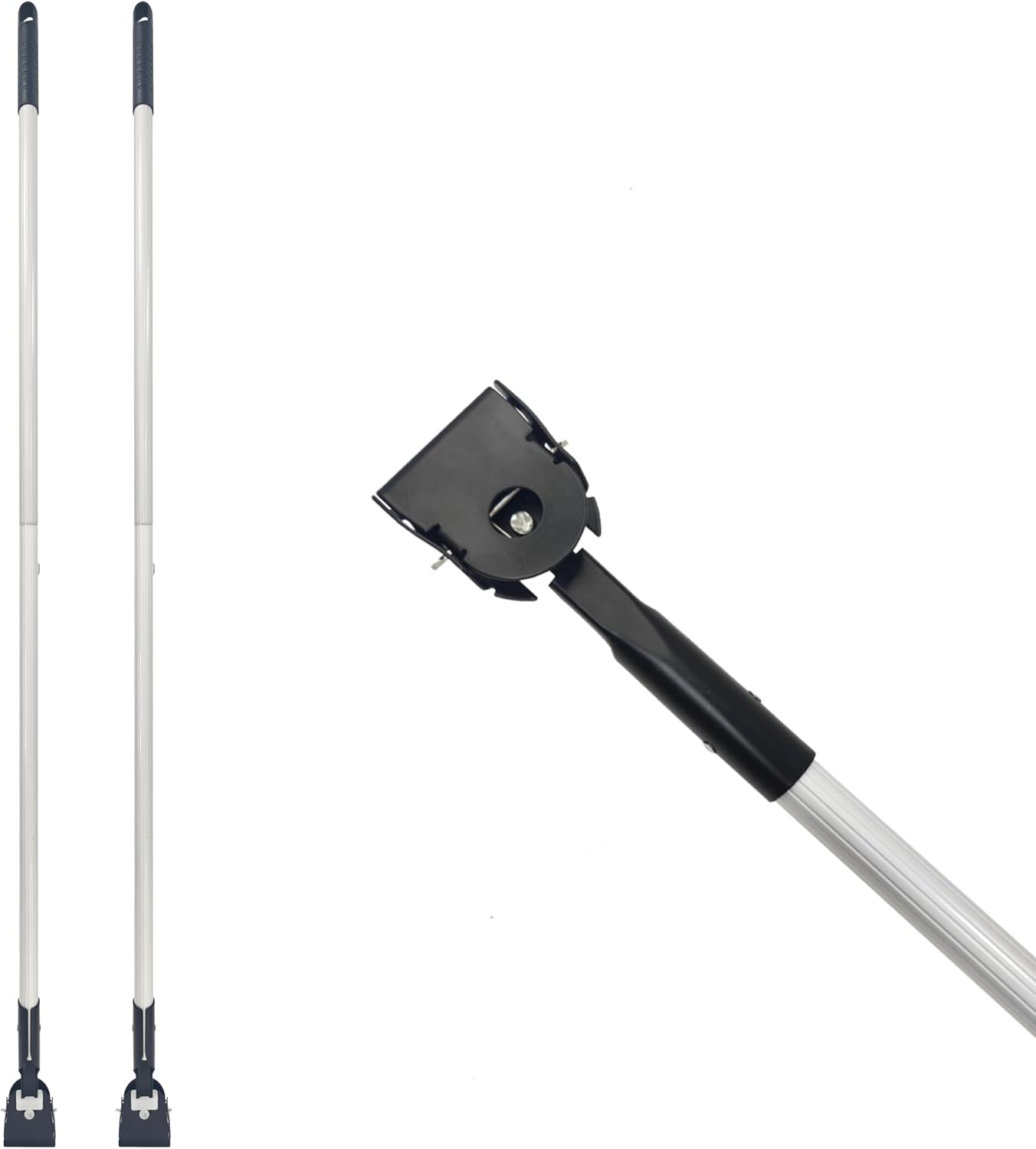 Commercial Products 60" Snap-On Dust Mop Handle, with Clip-on Metal Gripper for Heavy Duty Mop Head Replacement Holde Aluminum Handle, for Janitorial/Professional Use