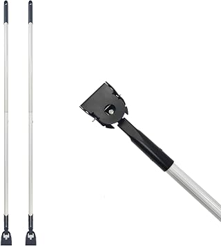 Commercial Products 60" Snap-On Dust Mop Handle, with Clip-on Metal Gripper for Heavy Duty Mop Head Replacement Holde Aluminum Handle, for Janitorial/Professional Use