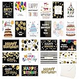 Geburtstagskarten Set - 24 Glückwunschkarten - Happy Birthday Karten im vielseitigem Design - Die perfekte Grußkarten für Frauen, Männer und Kinder