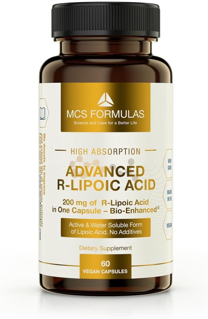 R Lipoic Acid, 200 mg/Capsule (Active Form of Alpha Lipoic Acid) - Vegan Capsules