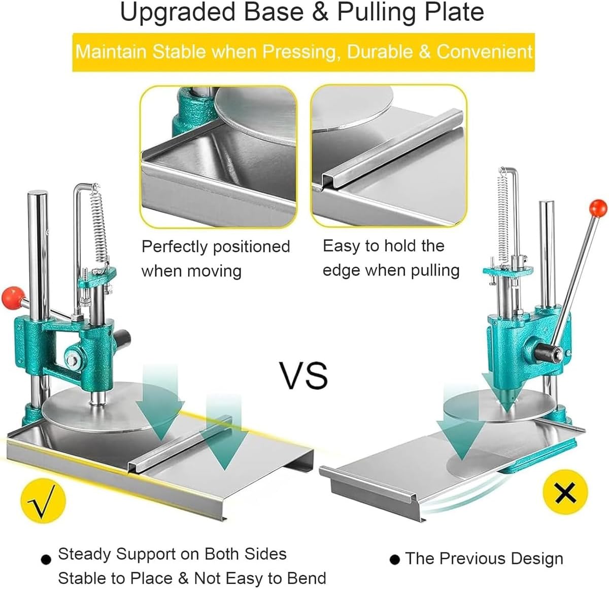 Manual Pizza Dough Press Machine,Commercial Dough Roller Sheeting Pasta Machine,Stainless-Steel Pizza Press,Dough Pastry Manual Press Machine,for Home,Kitchen & Commercial Use(14cm)