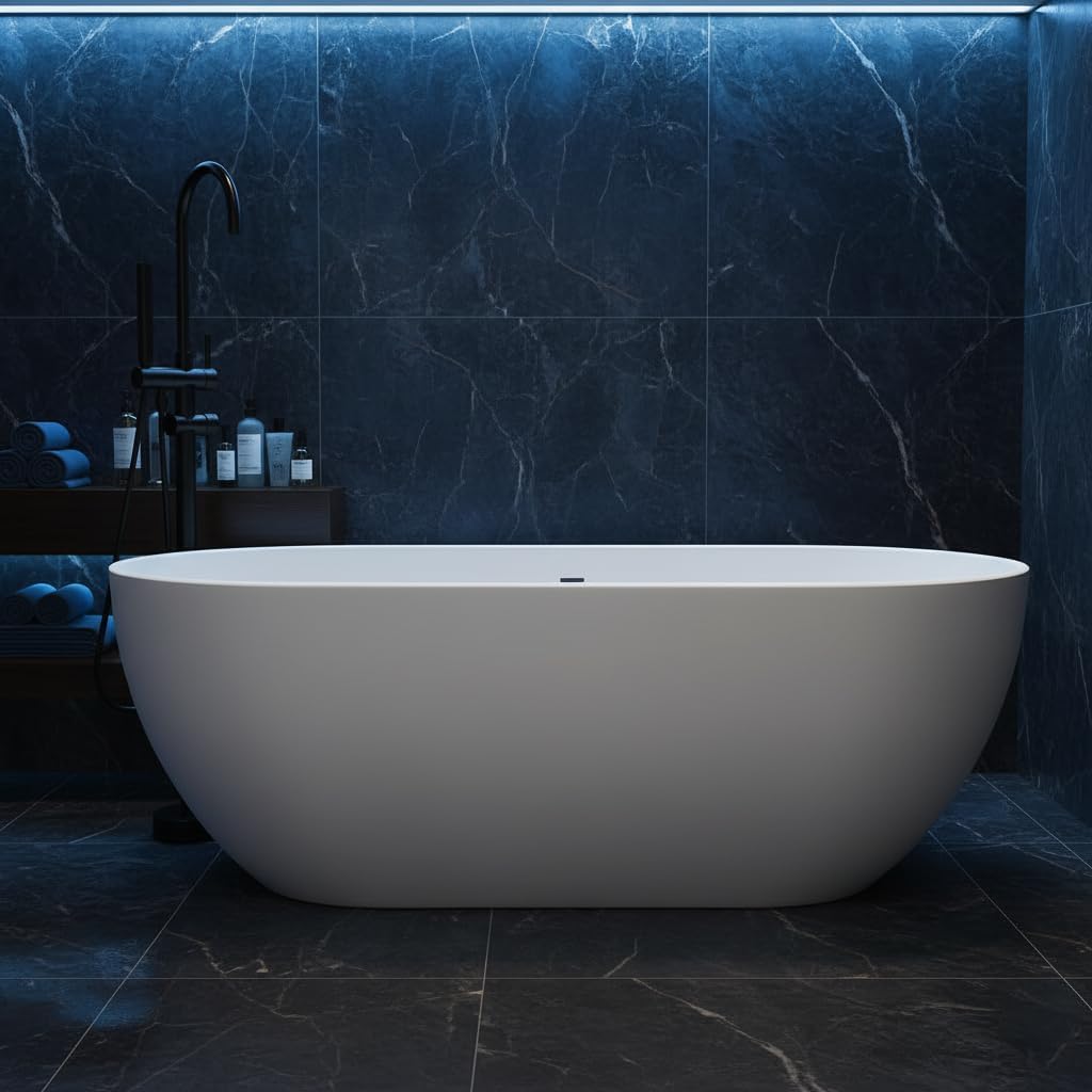 63 Inch Stone Resin Freestanding Bathtub