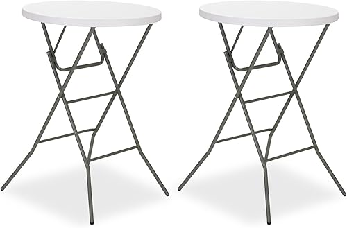 Mesa plegable redonda de 32 pulgadas, mesa plegable portátil de altura de barra con patas desmontables, mesa plegable redonda con parte superior de