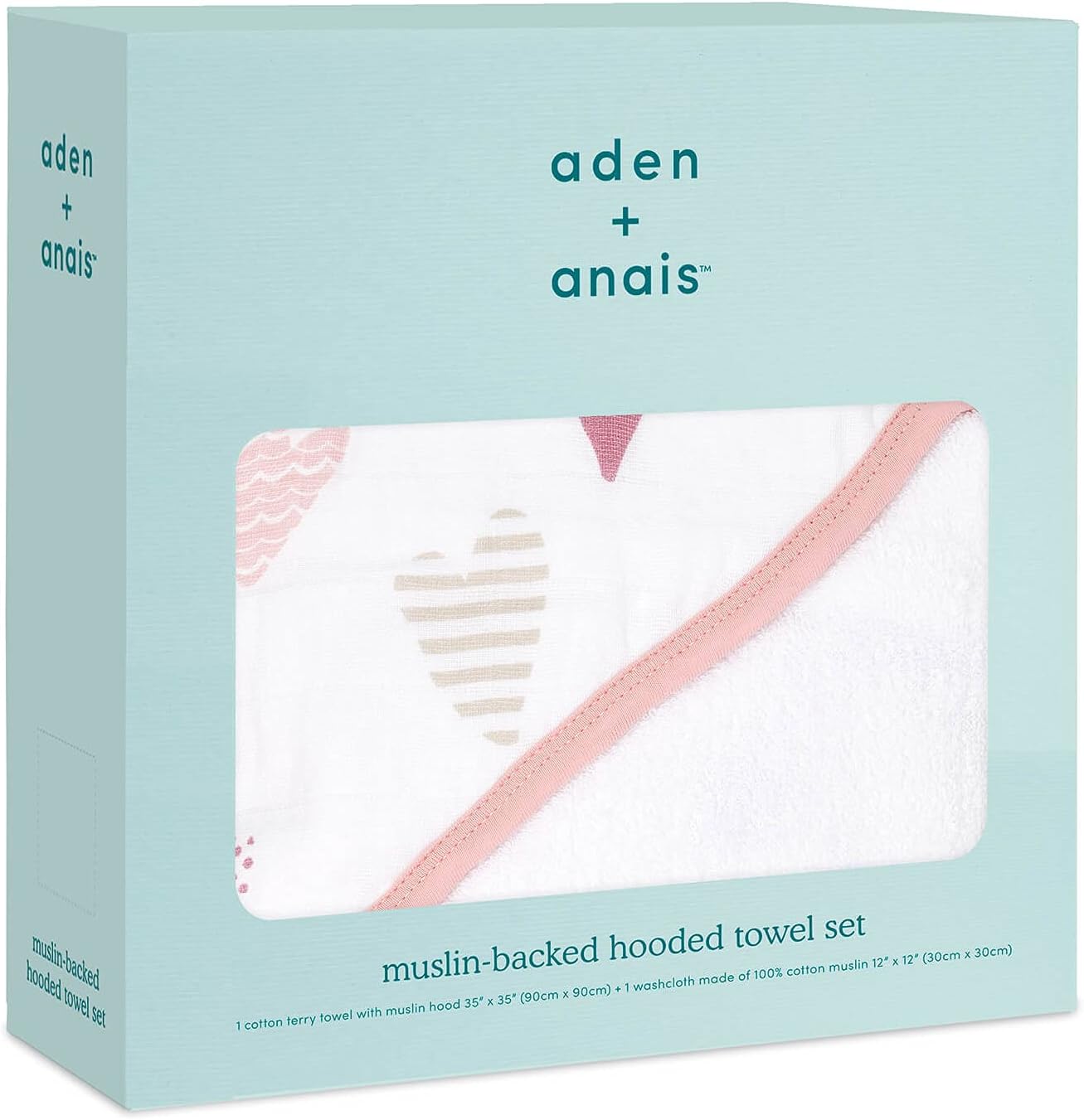 Amazon Aden Anais エイデンアンドアネイ 日本正規品 フード付きテリータオル と モスリン ウォッシュクロスセット Heart Breaker 2枚 30 ベビー マタニティ ベビー マタニティ 通販