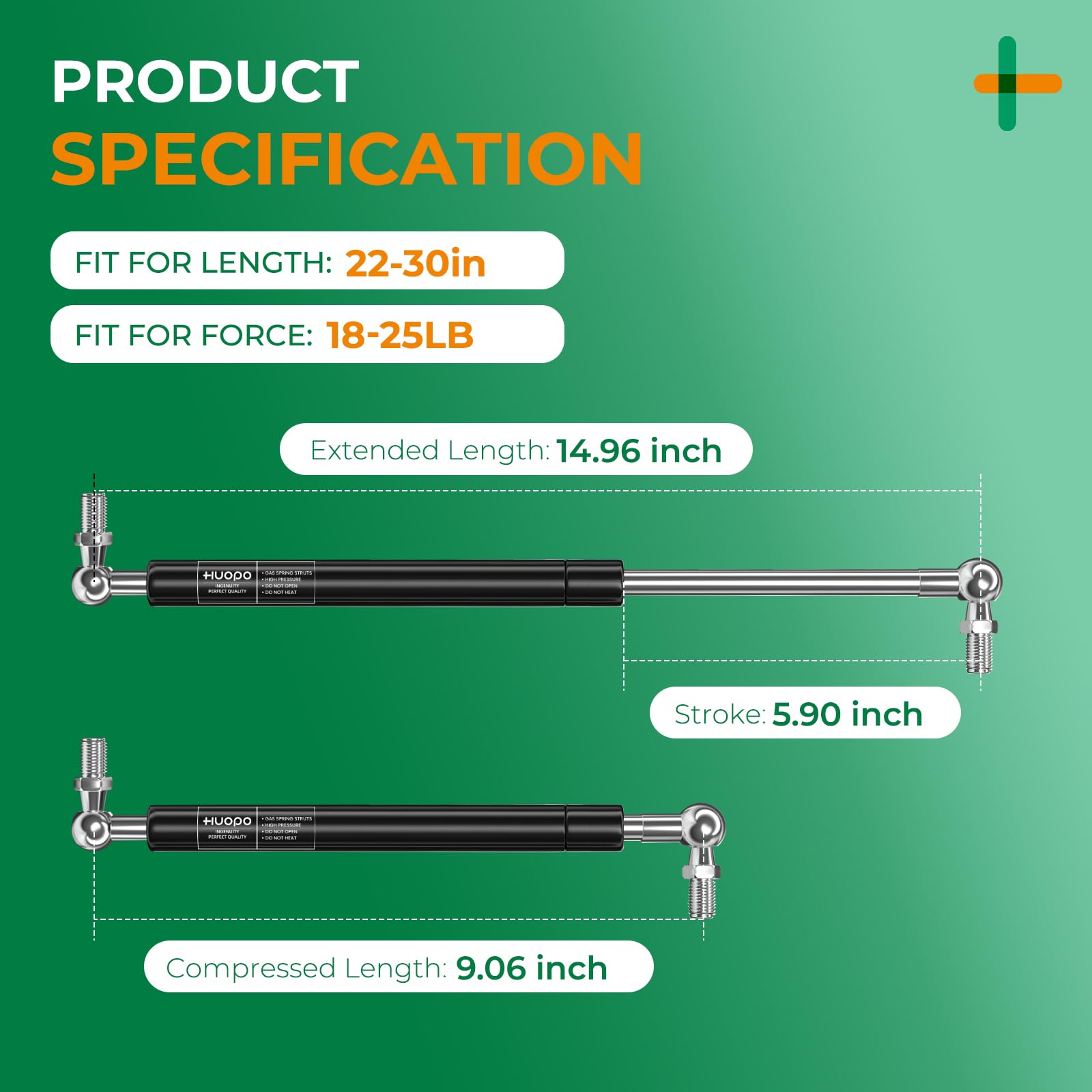 Snapklik.com : HUOPO 15 Inch Gas Struts For Heavy Lid, 22.5lb/100N Lift ...