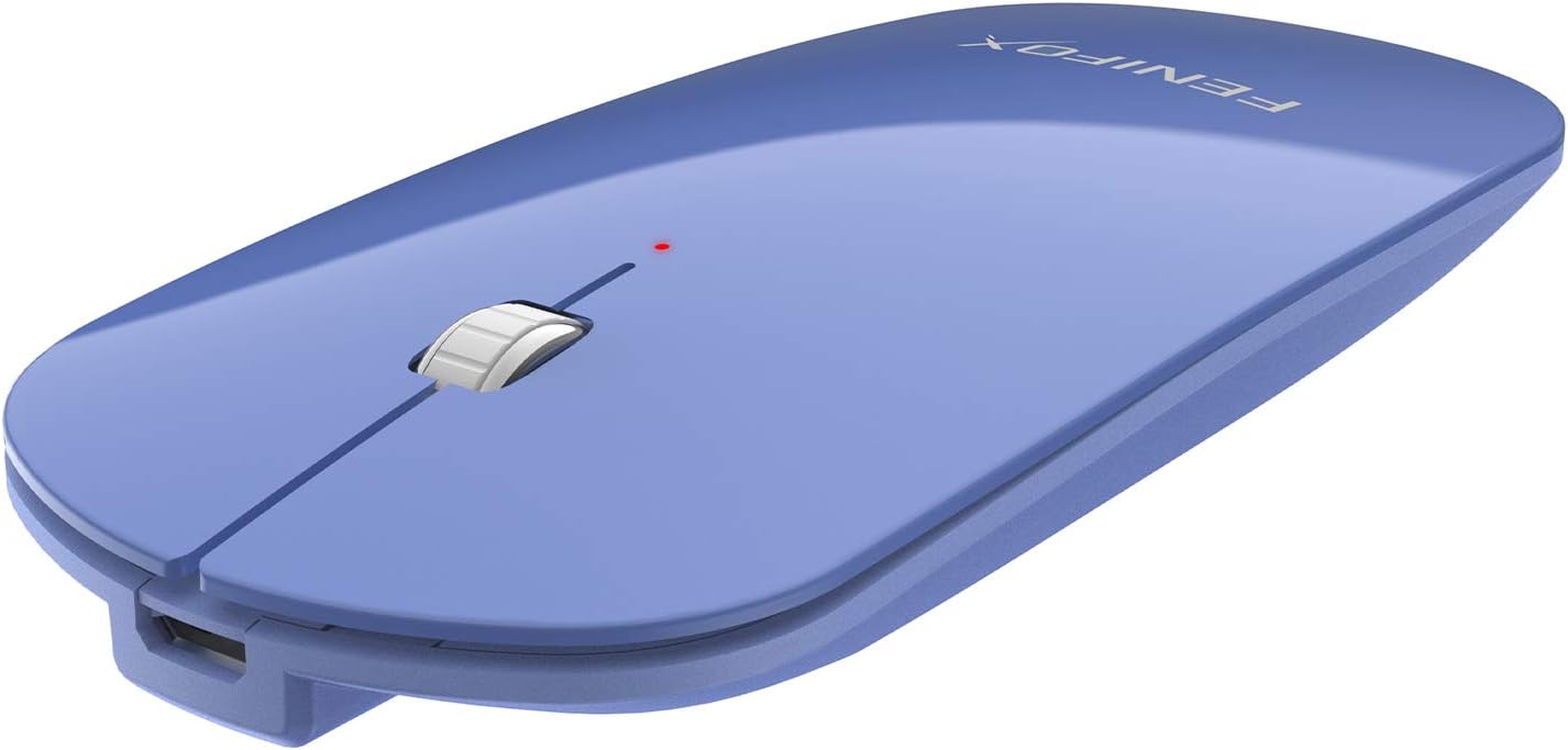 FENIFOX Wireless Mouse, Bluetooth Mice Slim Flat Mini Whisper Quiet Portable Rechargeable Compatible with Computer Laptop PC Tablet Android Windows XP(Airy Blue)