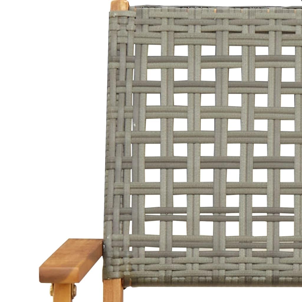 Set da 3 pezzi da bistrot in polyrattan e legno massello di acacia con funzione pieghevole per giardino, balcone, terrazza, resistente alle intemperie, set esterno con sedie e tavolo, in