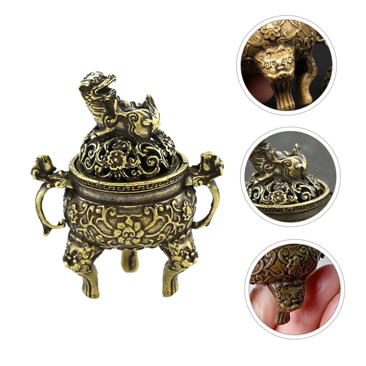 Alipis 2 STK Antiker Weihrauchbrenner Aus Messing Weihrauchbrenner-Ornament Aus Messing Schmuck Exquisites Weihrauchdekor Räuchergefäß Brown Kupfer