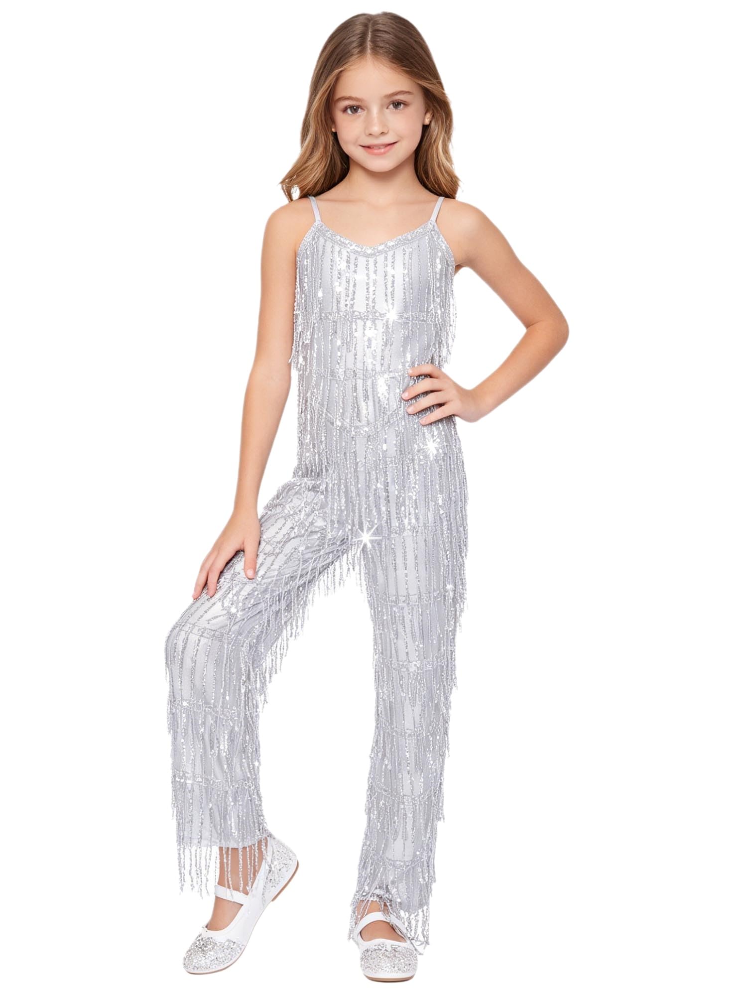 Combinaison de fête filles Choomomo à franges fluides style disco rétro - 6
