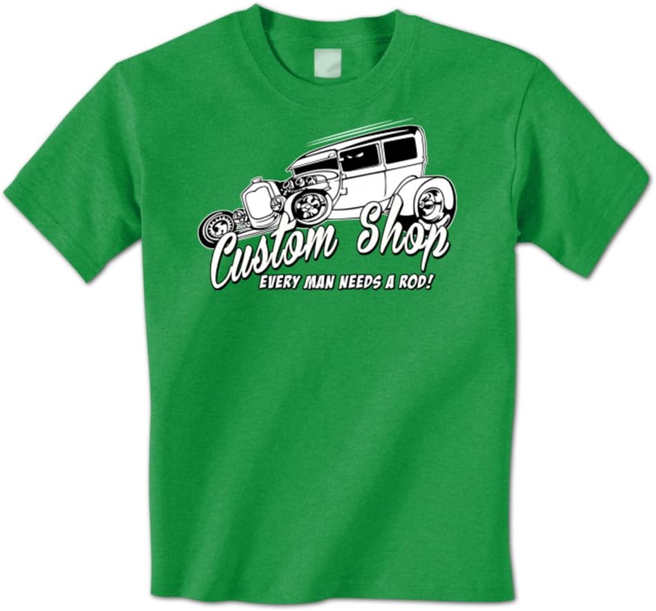 Custom Shop - Every Man Needs A Rod Funny Hot Rod Classic Car Mens T-Shirt XXL Kelly