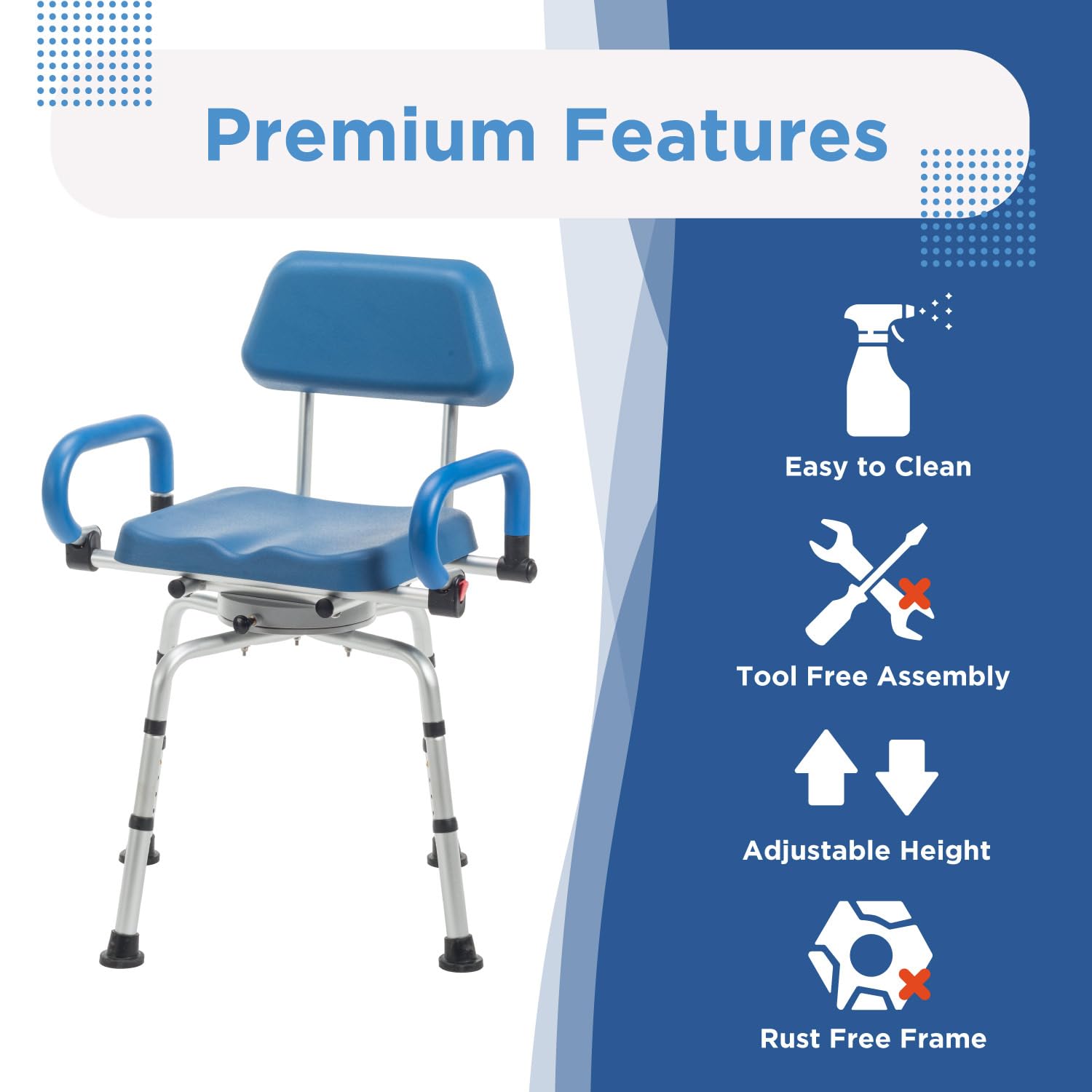 Journey SoftSecure - Silla de ducha giratoria de 360 grados, asiento giratorio acolchado para bañera