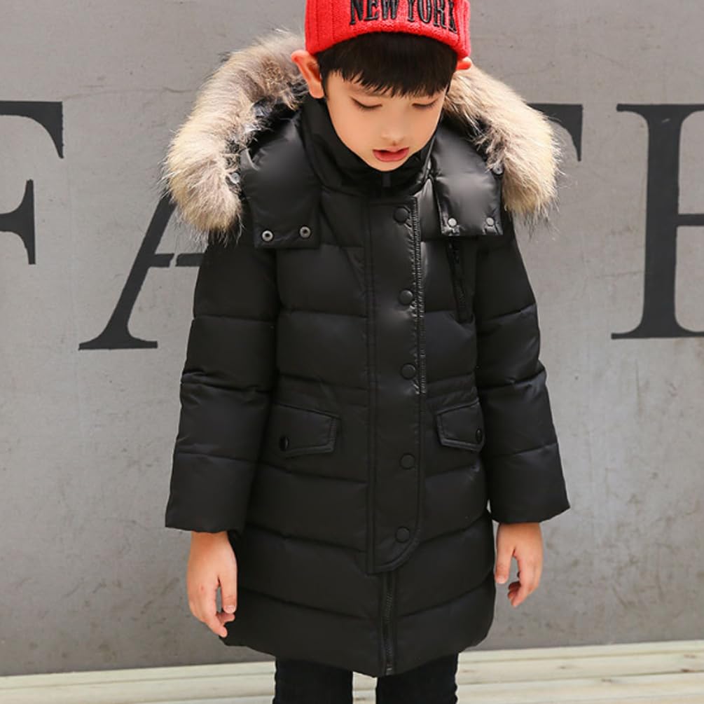 Cappotto Lungo con Cappuccio Invernale da Unisex Ragazzi Giubbotto Trapuntato Incappucciato Piumino 2-15 Anni